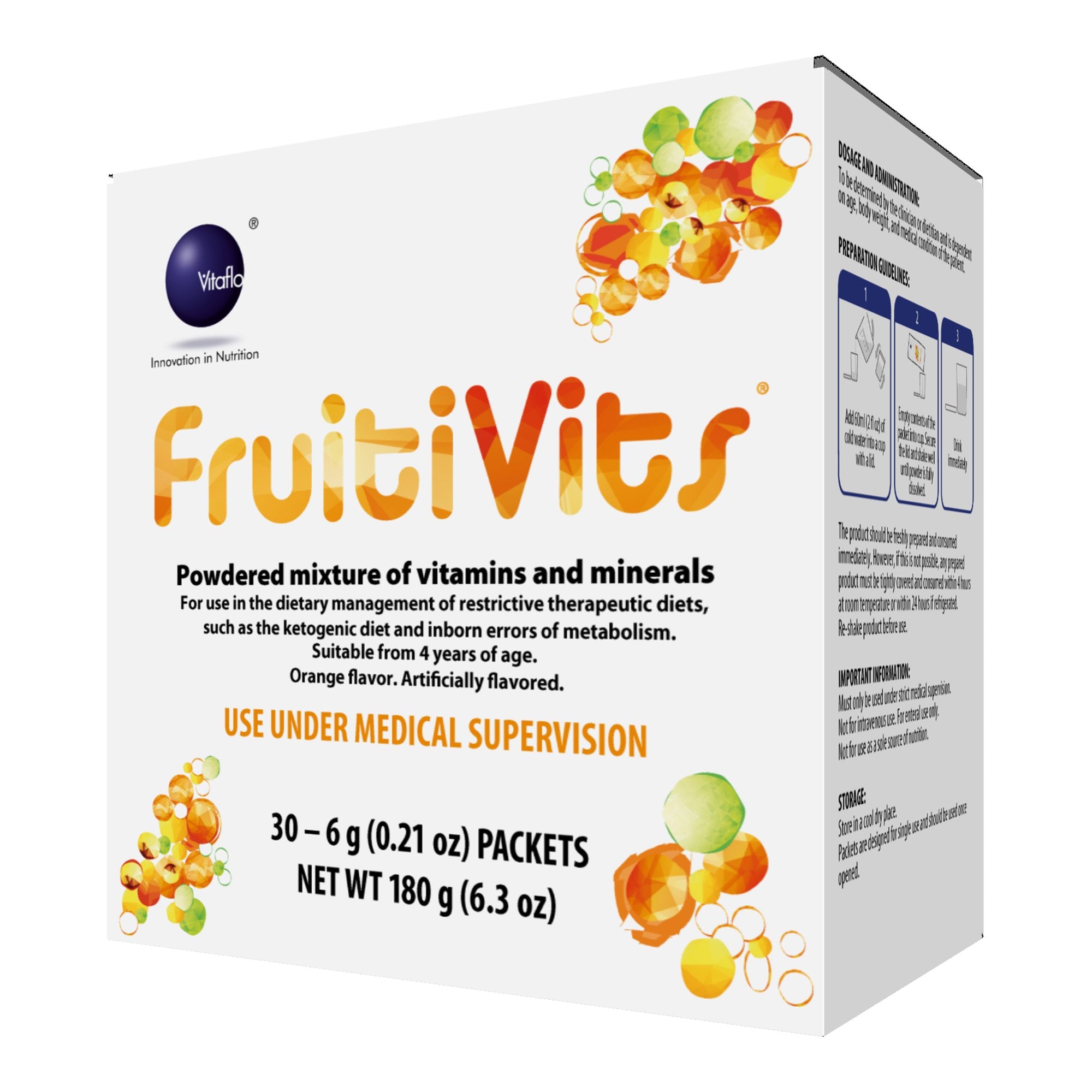 FruitiVits® Powder Vitamins & Minerals for Restrictive Therapeutic Diets, Orange