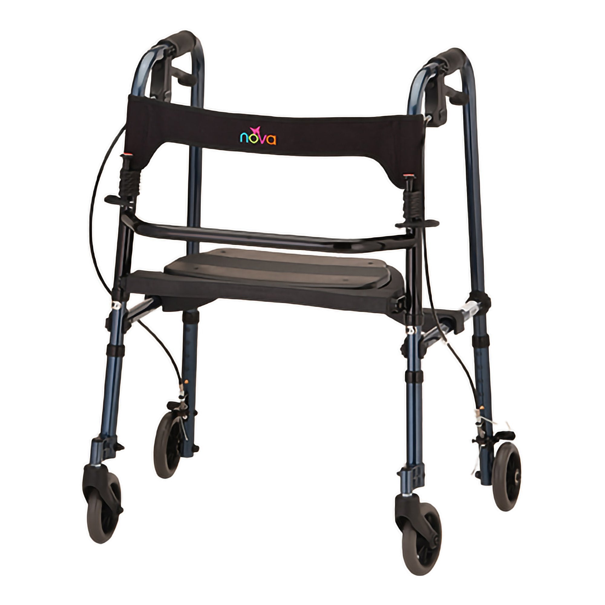 4 Wheel Rollator Cruiser De-Light Blue Adjustable Height / Folding Aluminum Frame