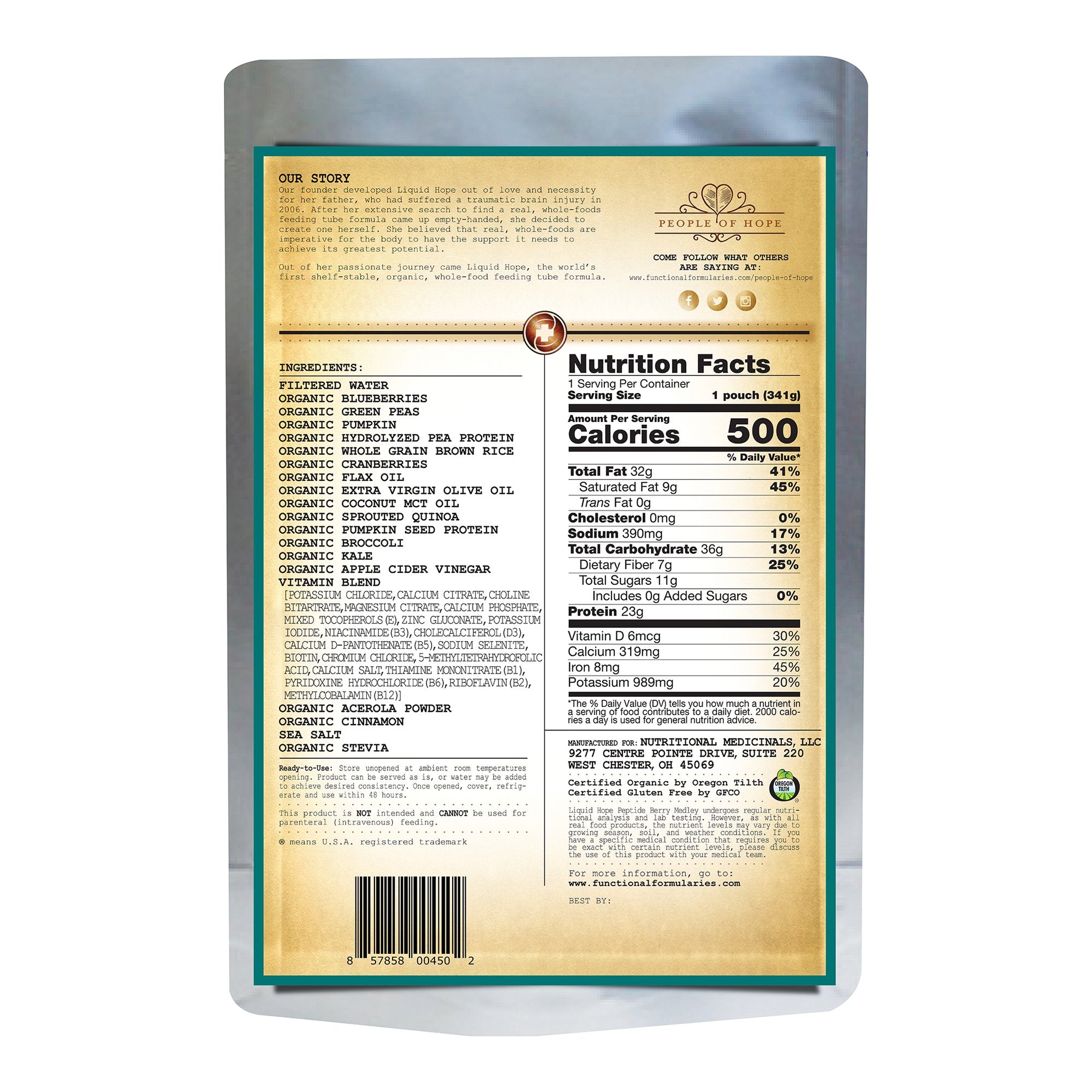 Oral Supplement Liquid Hope® Peptide Formula Berry Medley Flavor Liquid 12 oz. Pouch - image 2