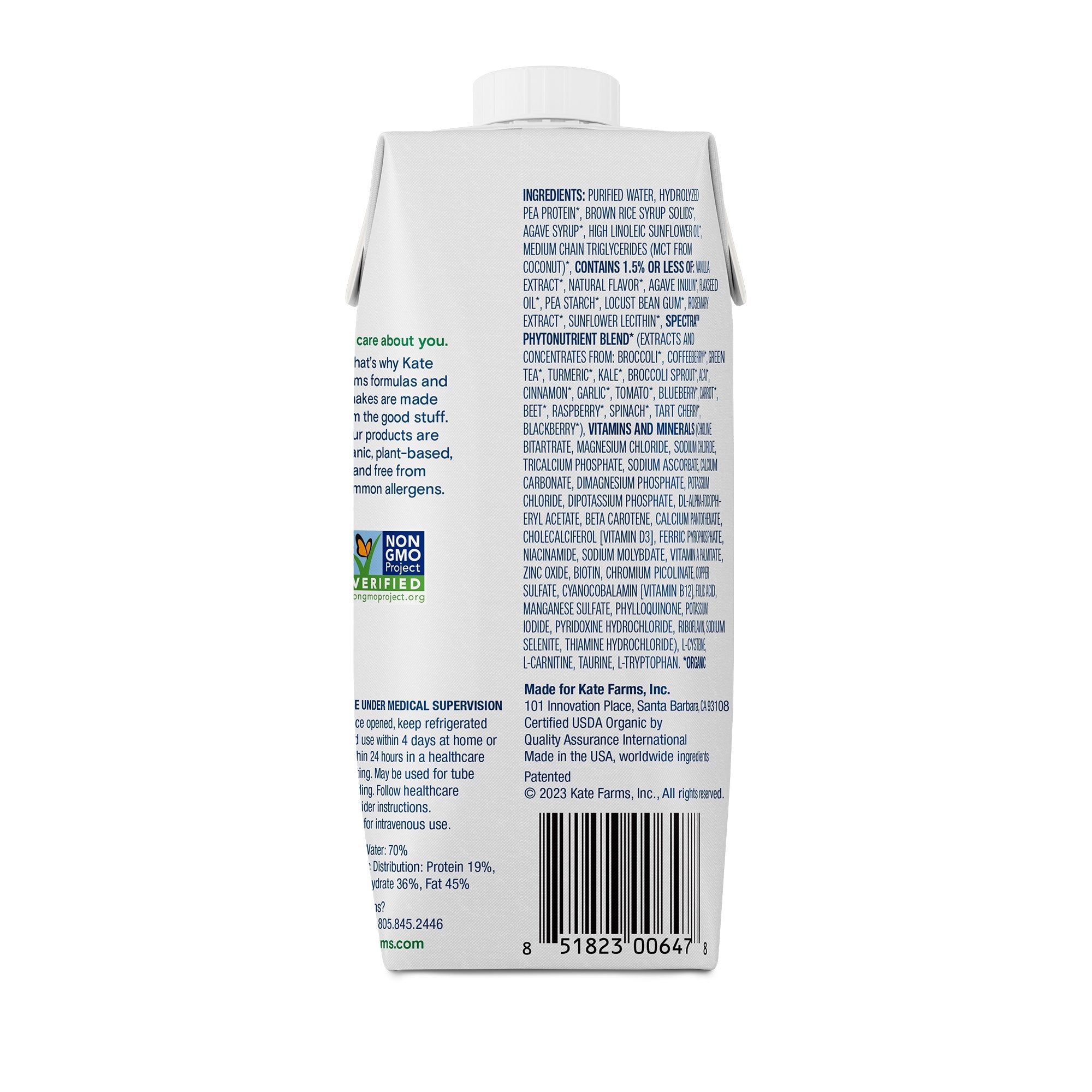 Oral Supplement Kate Farms Peptide 1.5 Vanilla Flavor Liquid 11 oz. Carton - image 2
