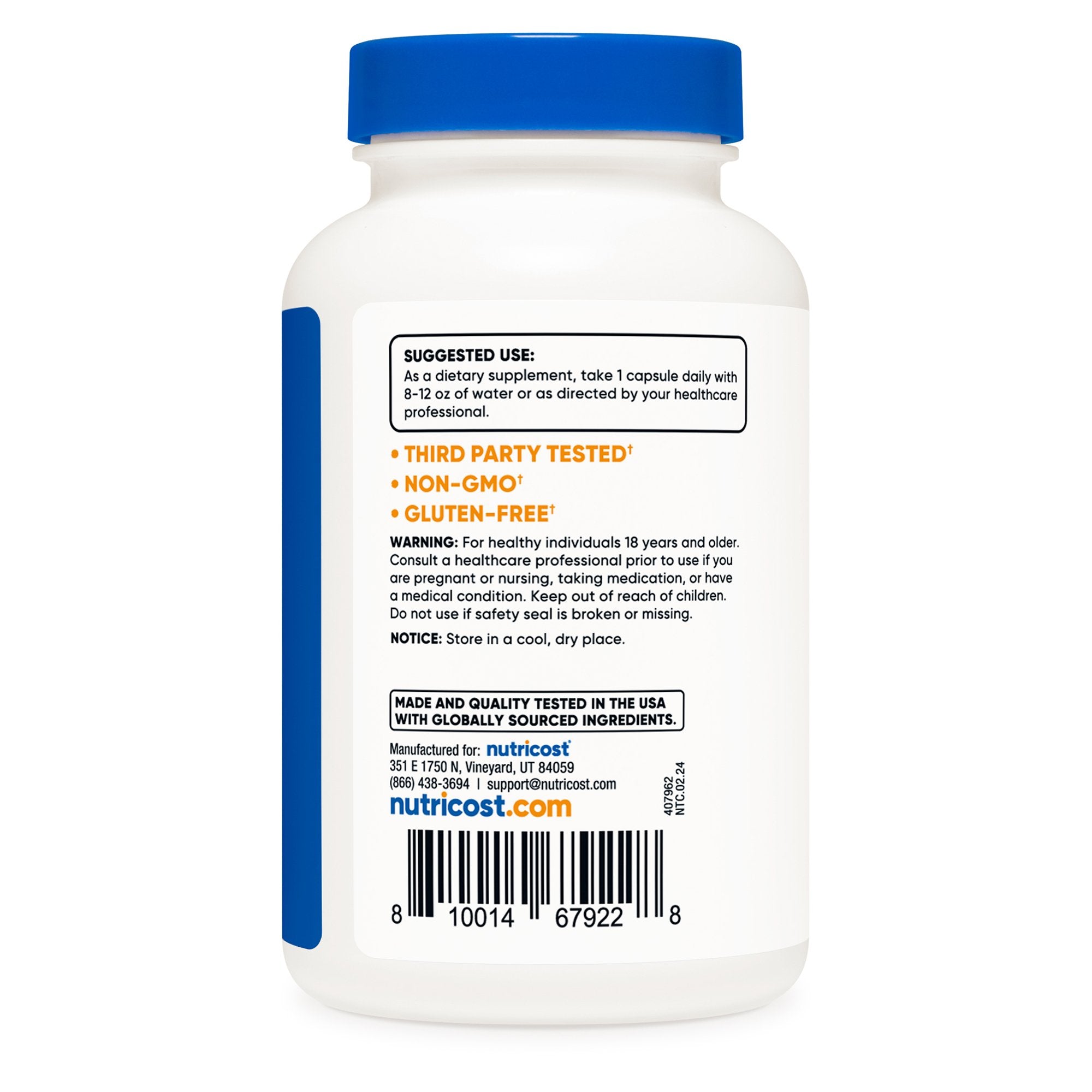 Dietary Supplement nutricost® Folic Acid (Vitamin B9) Folate 1,000 mcg Strength Capsule 240 Per Bottle - image 2