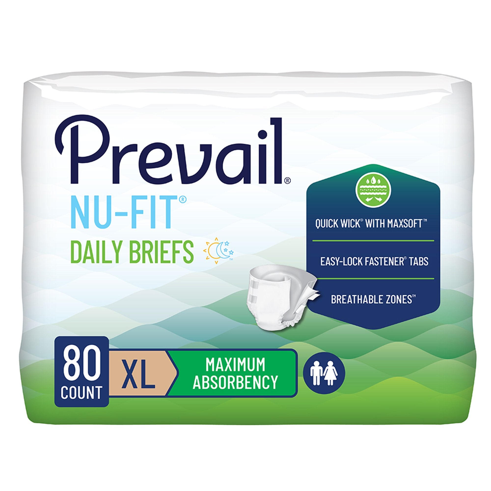 Incontinence Brief Prevail® Nu-Fit® Adult X-Large Unisex Disposable Heavy Absorbency - image 2