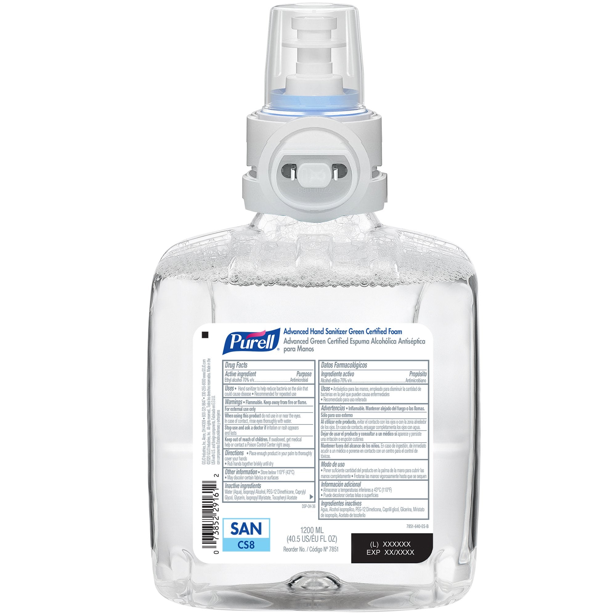 Hand Sanitizer Purell® Advanced Green Certified 1,200 mL Ethyl Alcohol Foaming Dispenser Refill Bottle