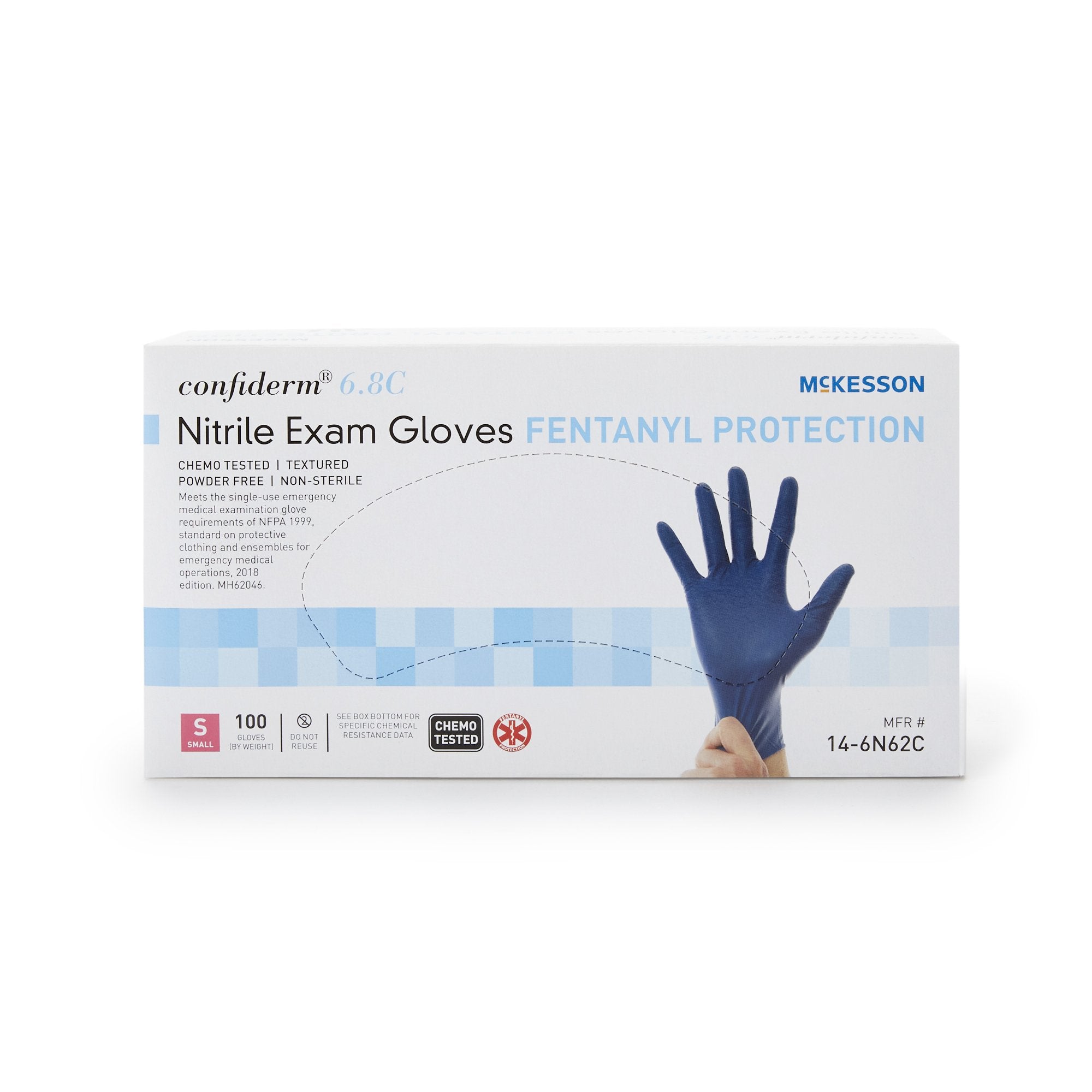 McKesson Confiderm® 6.8C Nitrile Exam Glove, Small, Blue (100 Units)