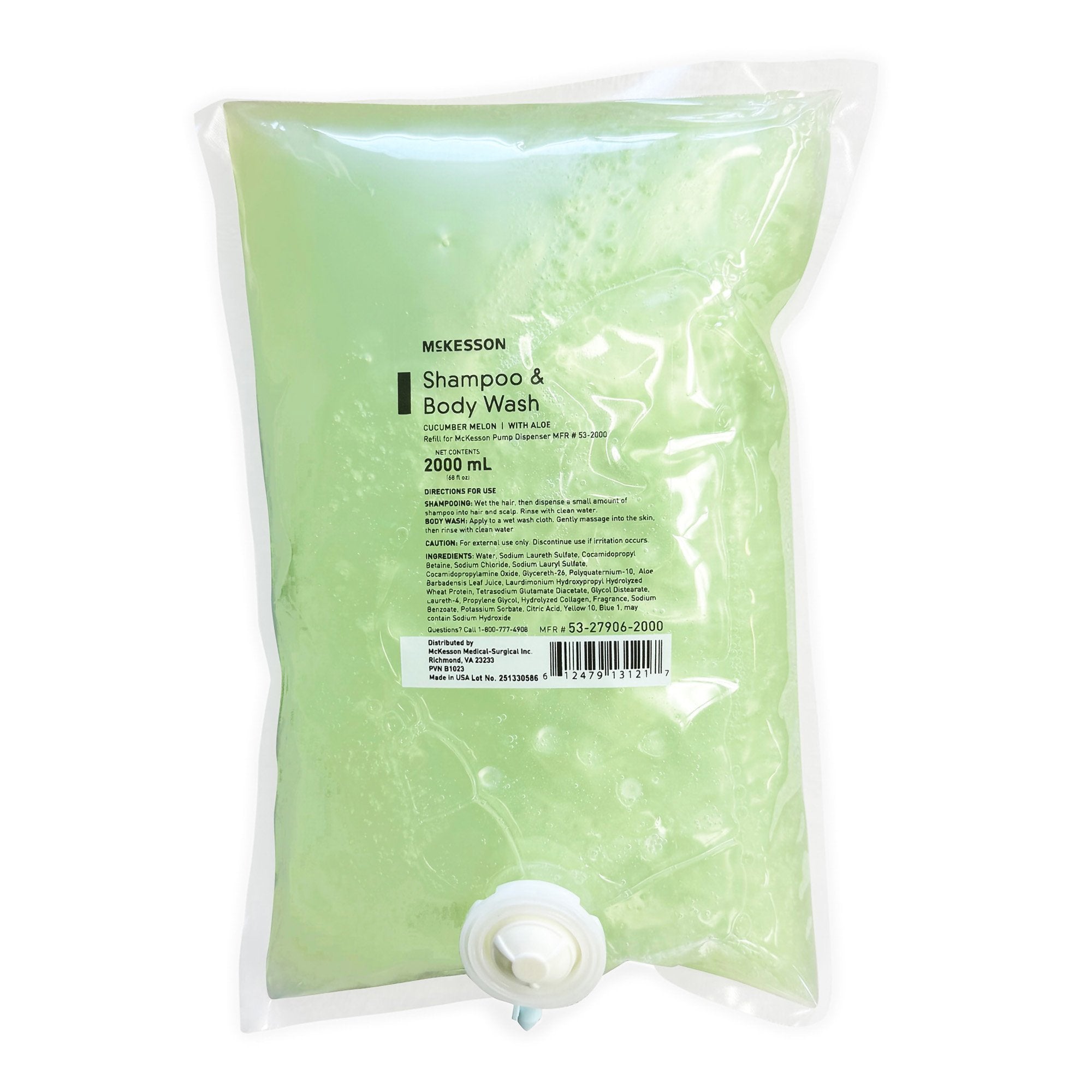 McKesson Shampoo and Body Wash Dispenser Refill Bag 2000 mL, Cucumber Melon