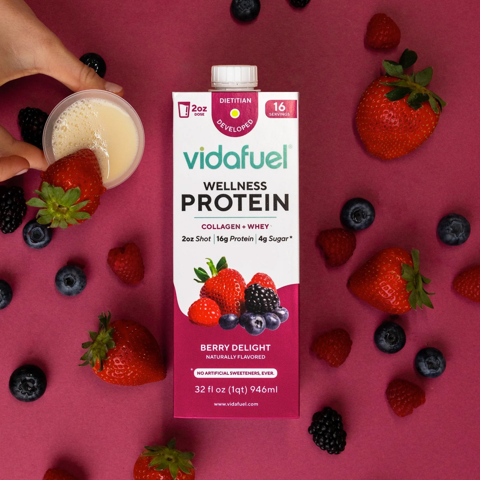 Oral Supplement Vida Fuel Wellness Protein Berry Delight Flavor Liquid 32 oz. Reclosable Carton - image 4