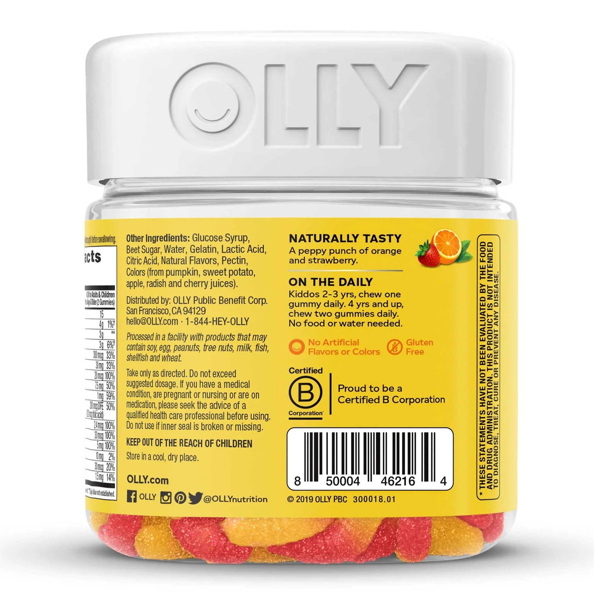 Dietary Supplement OLLY® Kids Multi Gummy Worms Vitamin A / B6 / B12 / C / D / E / Zinc 150 mcg - 0.5 mg - 1.2 mcg - 15 mg - 10 mcg - 3.75 mg - 0.75 mg Strength Gummy 70 per Bottle Sour Fruity Punch Flavor - image 4