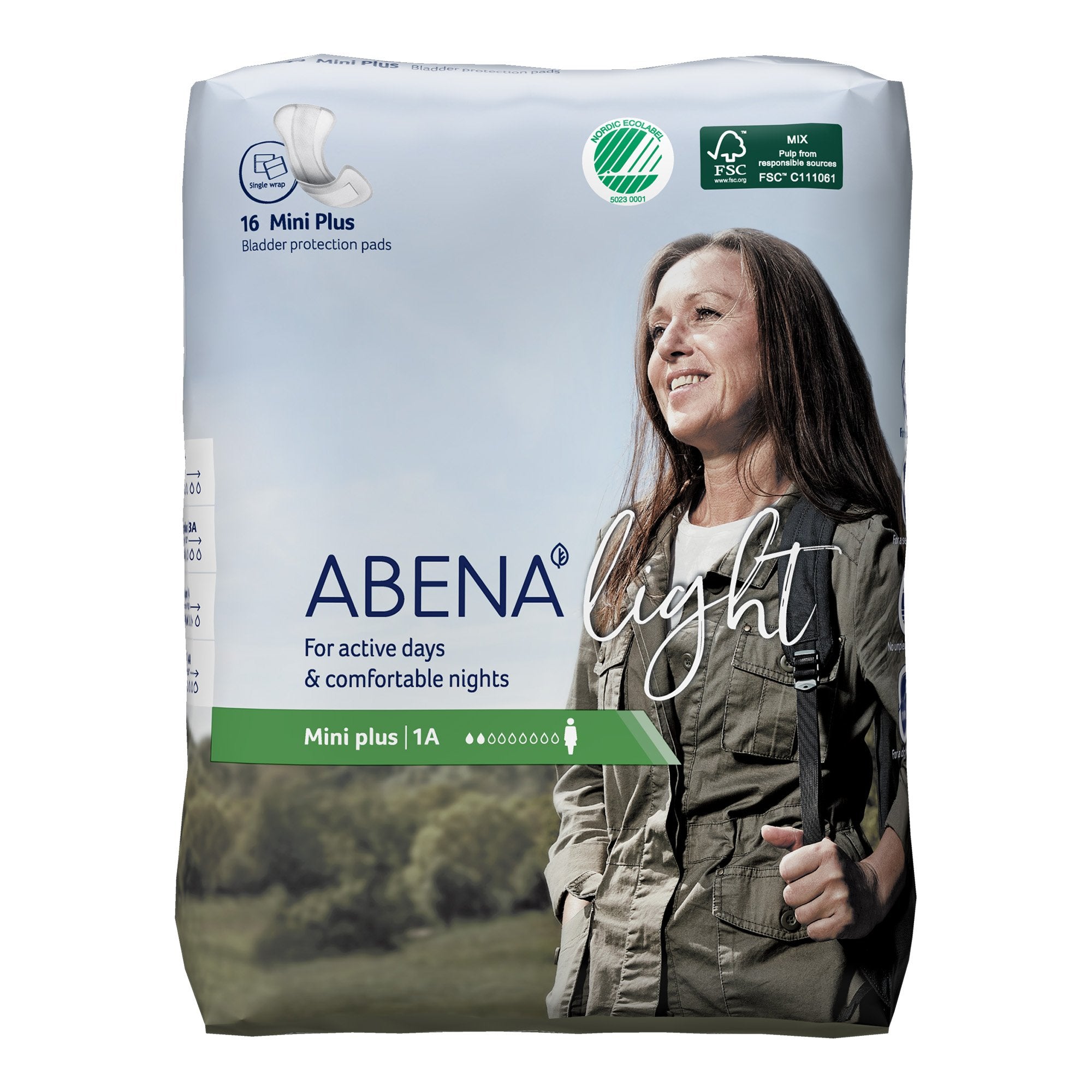 Bladder Control Pad Abena™ Light Mini Plus 11 Inch Length Light Absorbency Fluff / Polymer Core One Size Fits Most - image 2