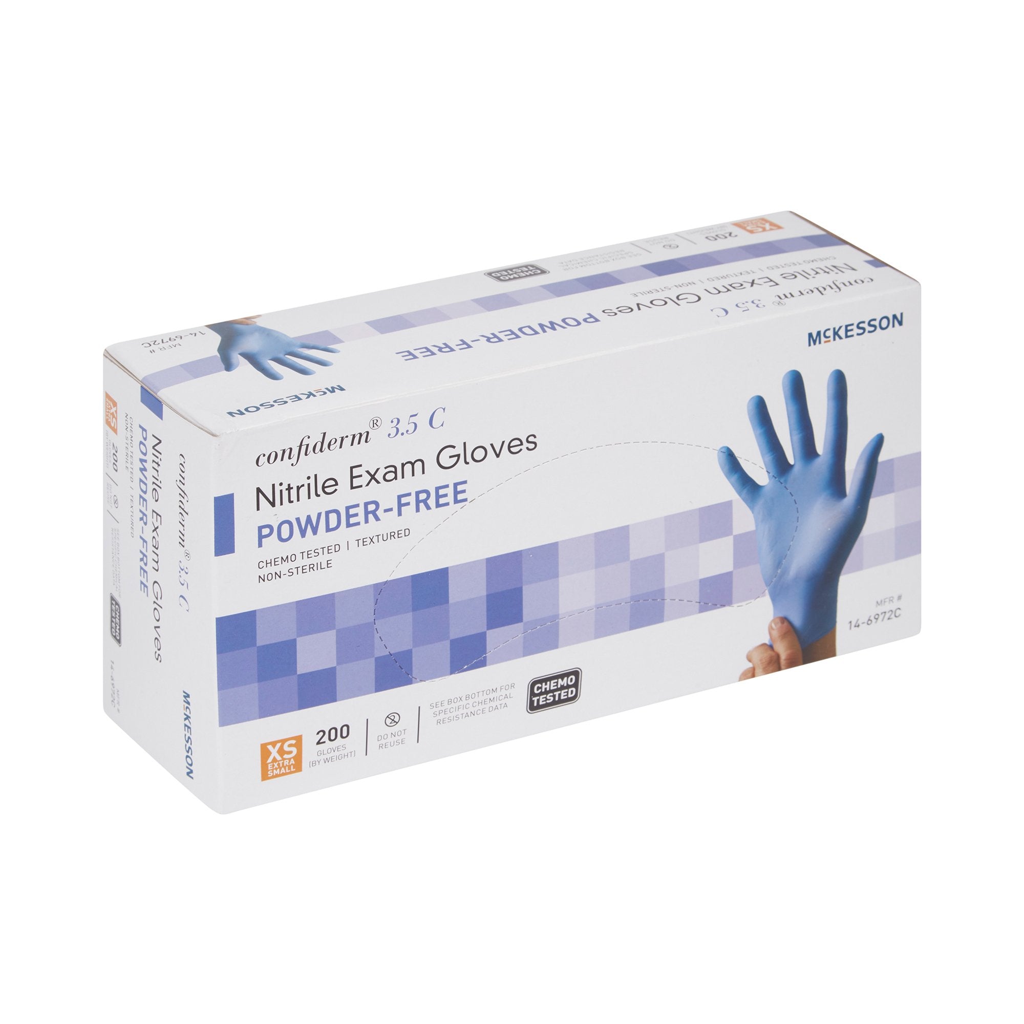 McKesson Confiderm® 3.5C Nitrile Exam Glove, Extra Small, Blue (200 Units)