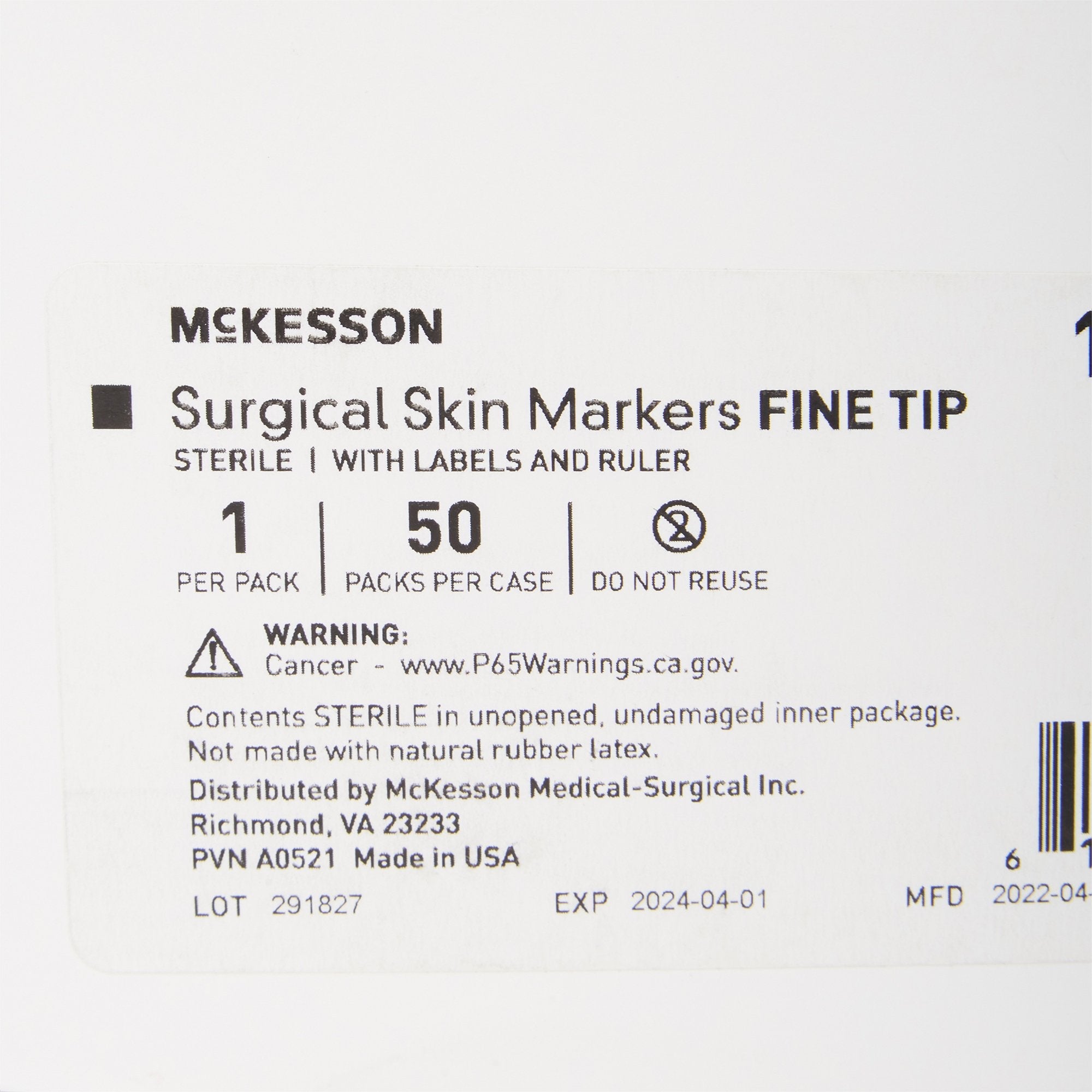 Skin Marker with Ruler and Labels McKesson Gentian Violet Ink Sterile Full Size Fine Tip (50 Units)