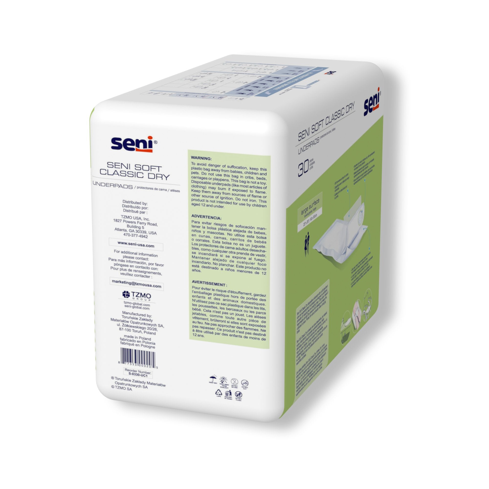 Seni® Soft Classic Dry Underpad, 23 x 35 Inch (30 Units)