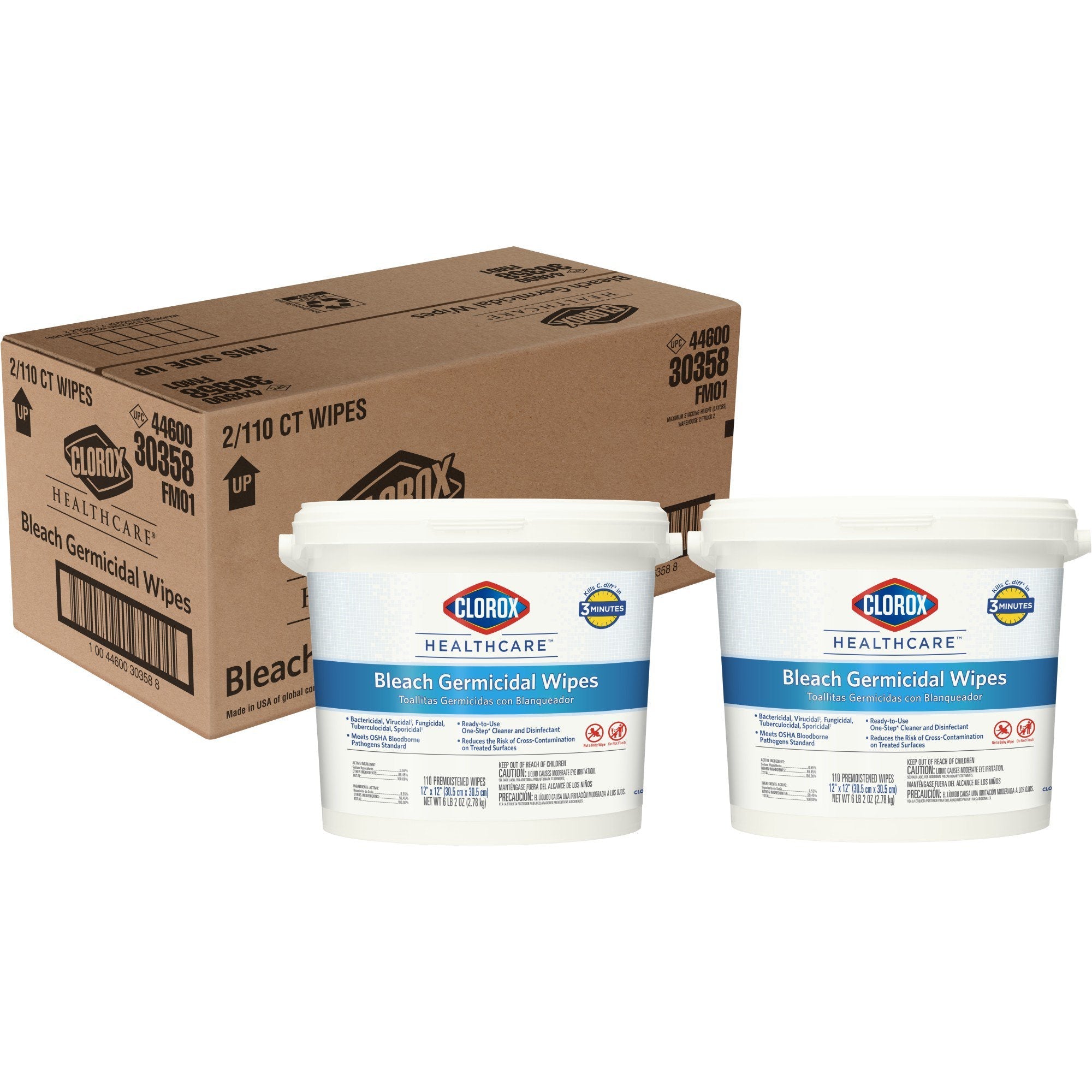 Clorox Healthcare Surface Disinfectant Cleaner, Chlorine Scent, Nonsterile, 12″ x 12″, Pail (1 Unit)