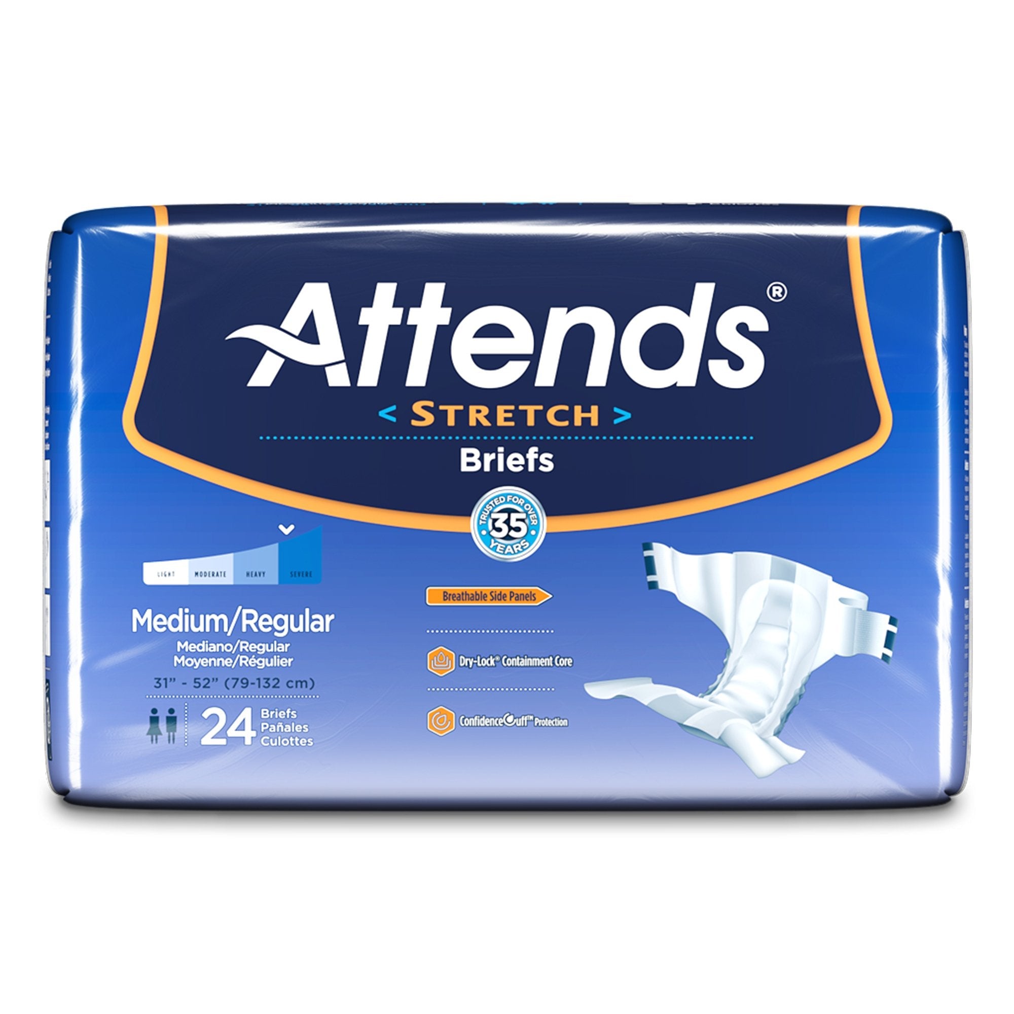 Attends® Stretch Briefs, Medium / Regular (24 Units)
