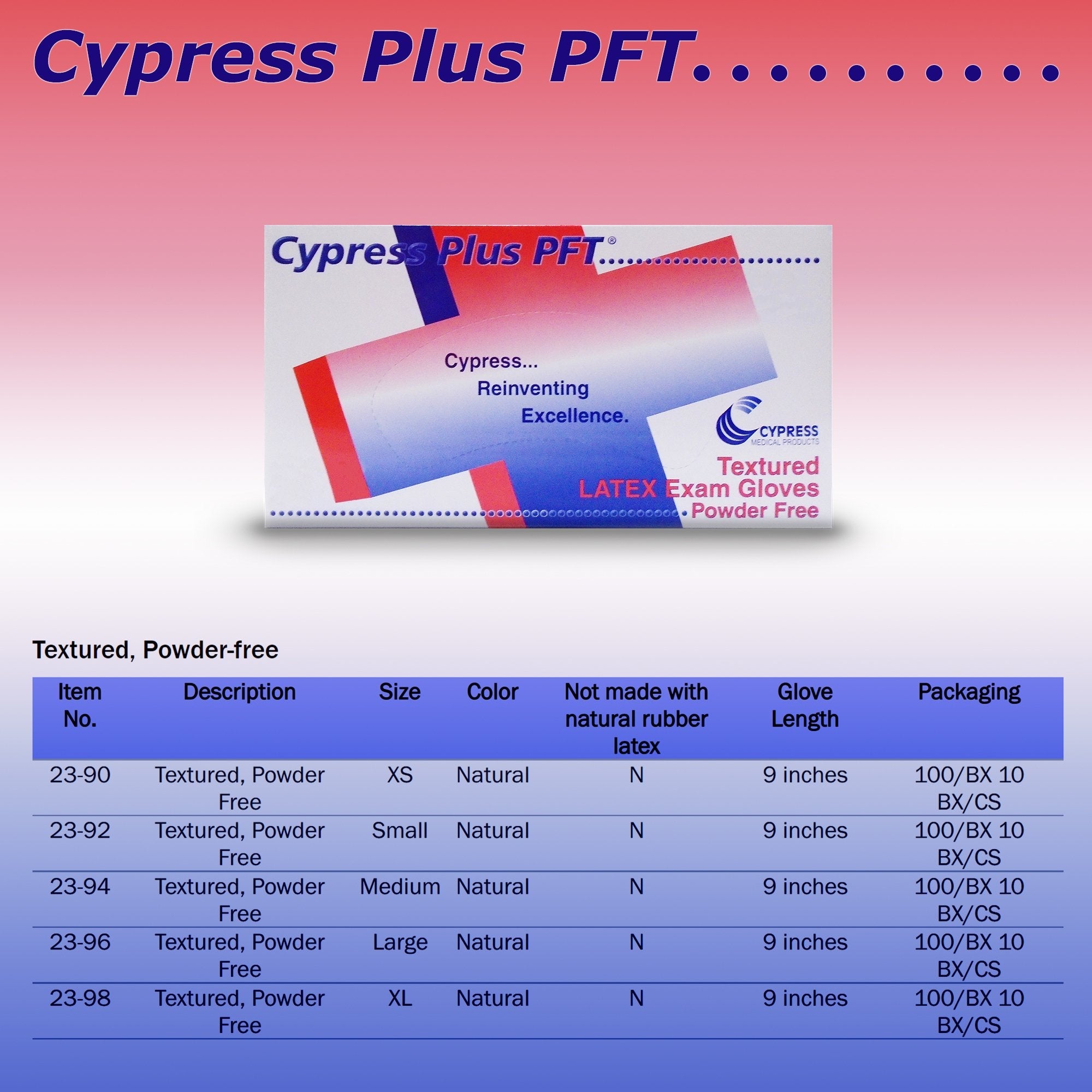 Cypress Plus® PFT Latex Standard Cuff Length Exam Glove, Small, Ivory (100 Units)