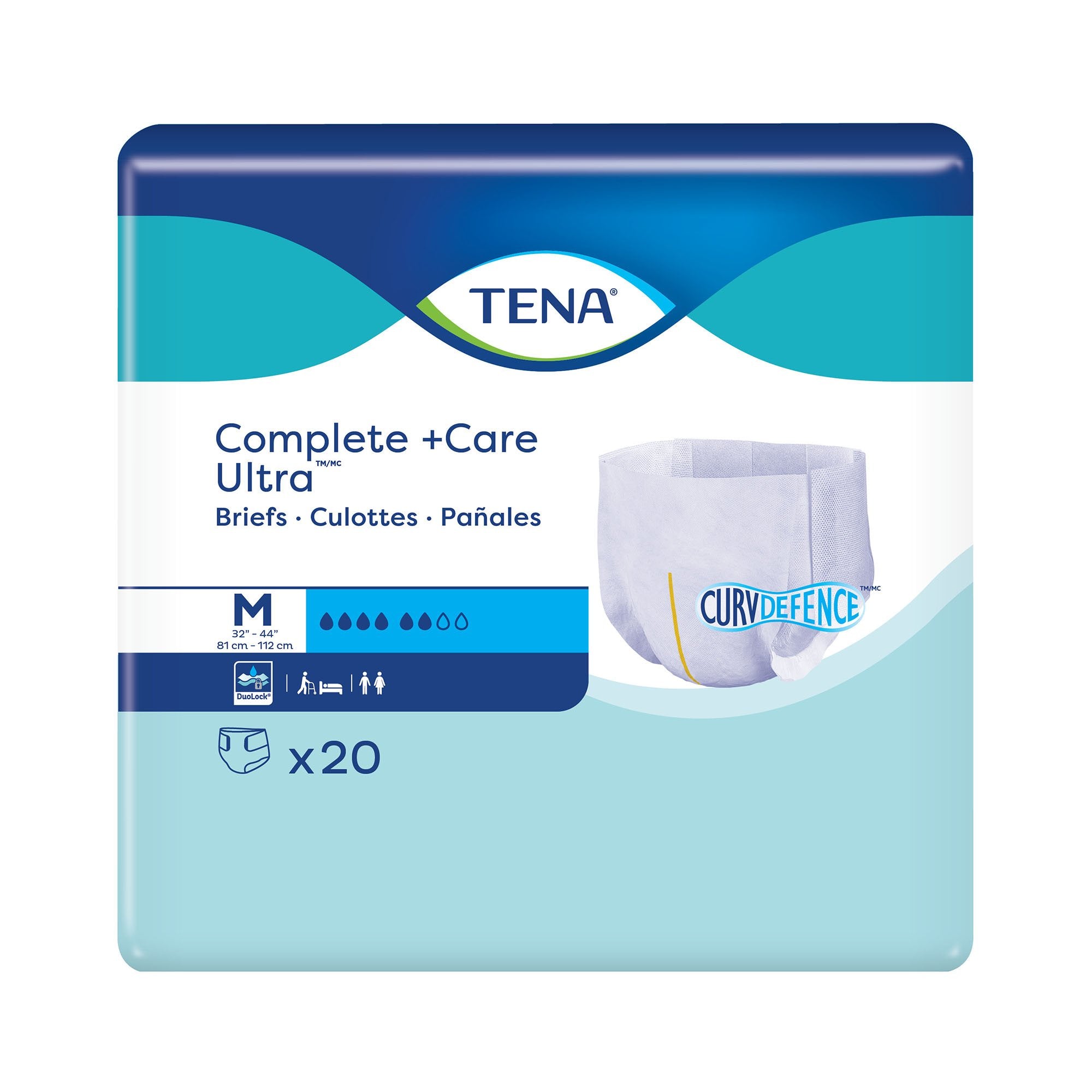 Incontinence Brief TENA Complete + Care Ultra™ Adult Medium Unisex Disposable Moderate Absorbency