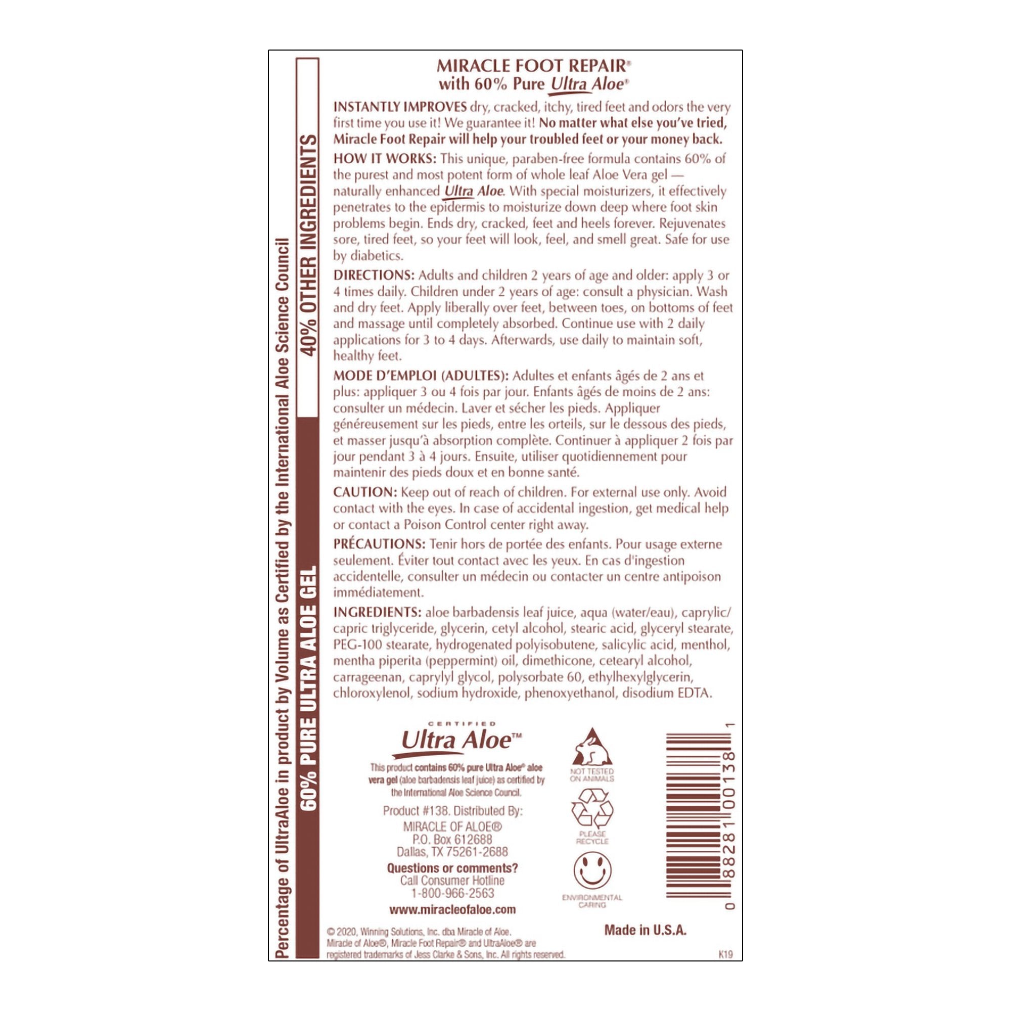 Foot Moisturizer Miracle Foot Repair® 32 oz. Pump Bottle Menthol Scent Cream - image 2