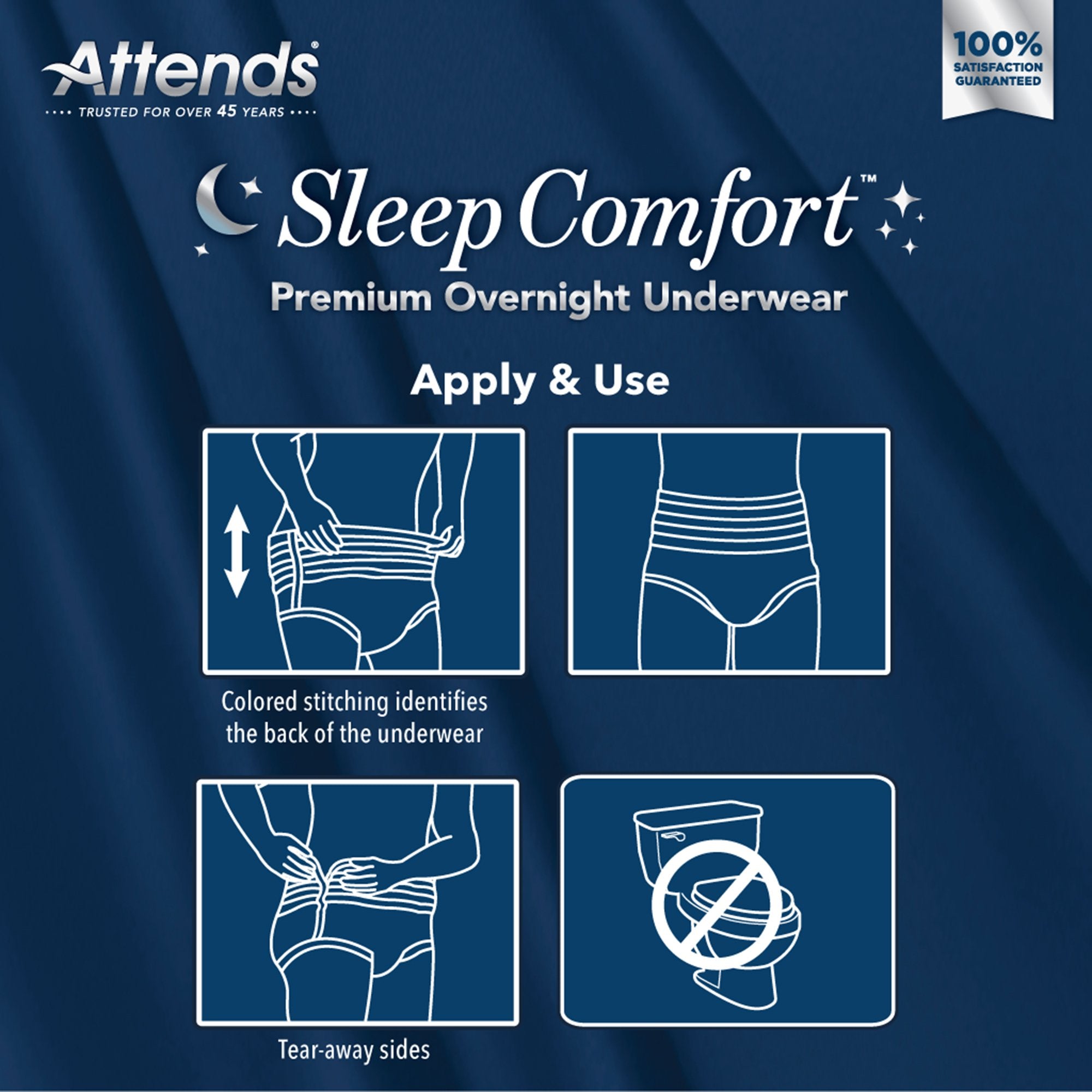Absorbent Underwear Attends Sleep Comfort Premium Overnight Pull On with Tear Away Seams Adult Medium Unisex Disposable Heavy Absorbency - image 6