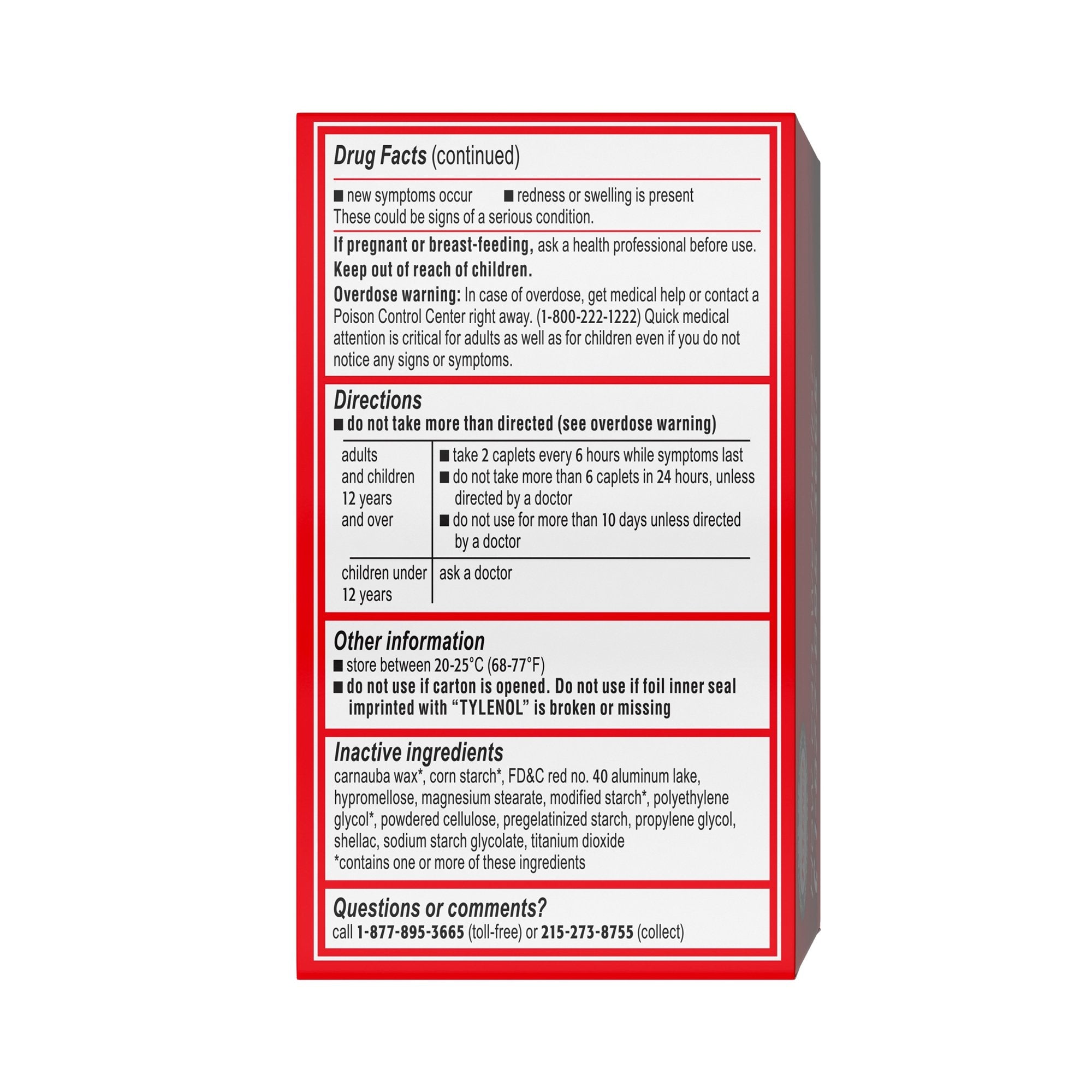 Pain Relief Tylenol® 500 mg Strength Acetaminophen Caplet 100 per Box - image 5