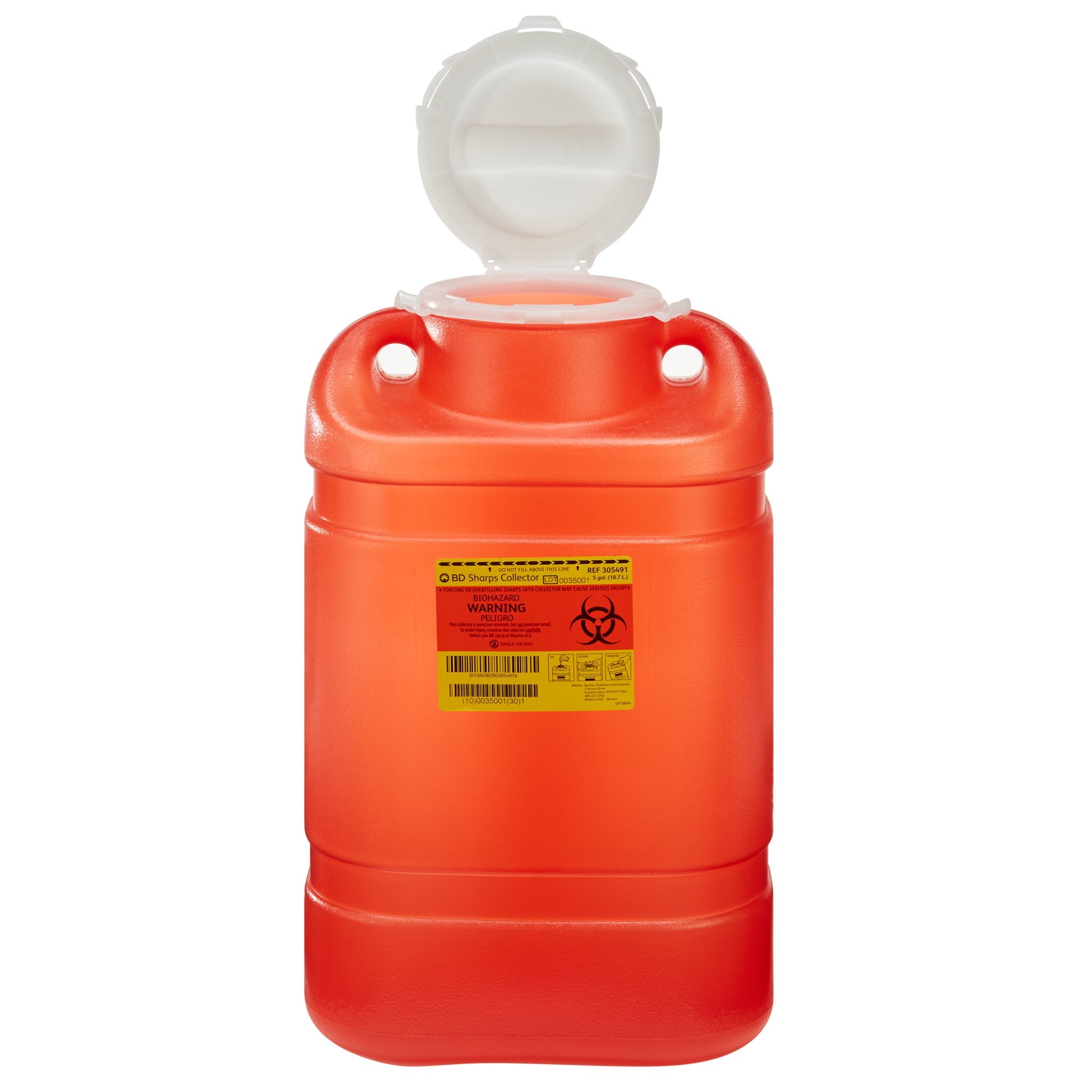BD 1-Piece Sharps Container, 5 Gallon, 14 x 7.5 x 10.5 Inch
