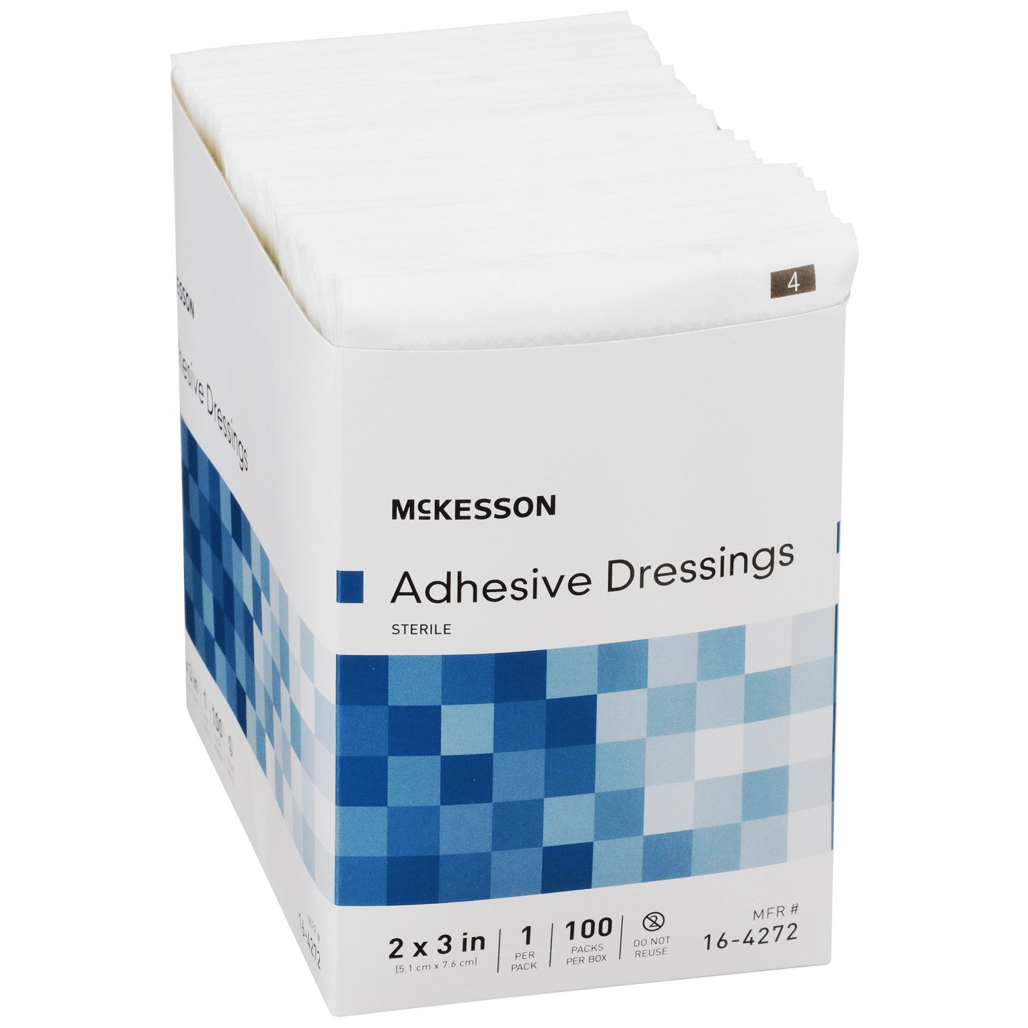 McKesson White Adhesive Dressing, 2 x 3 Inch (100 Units)