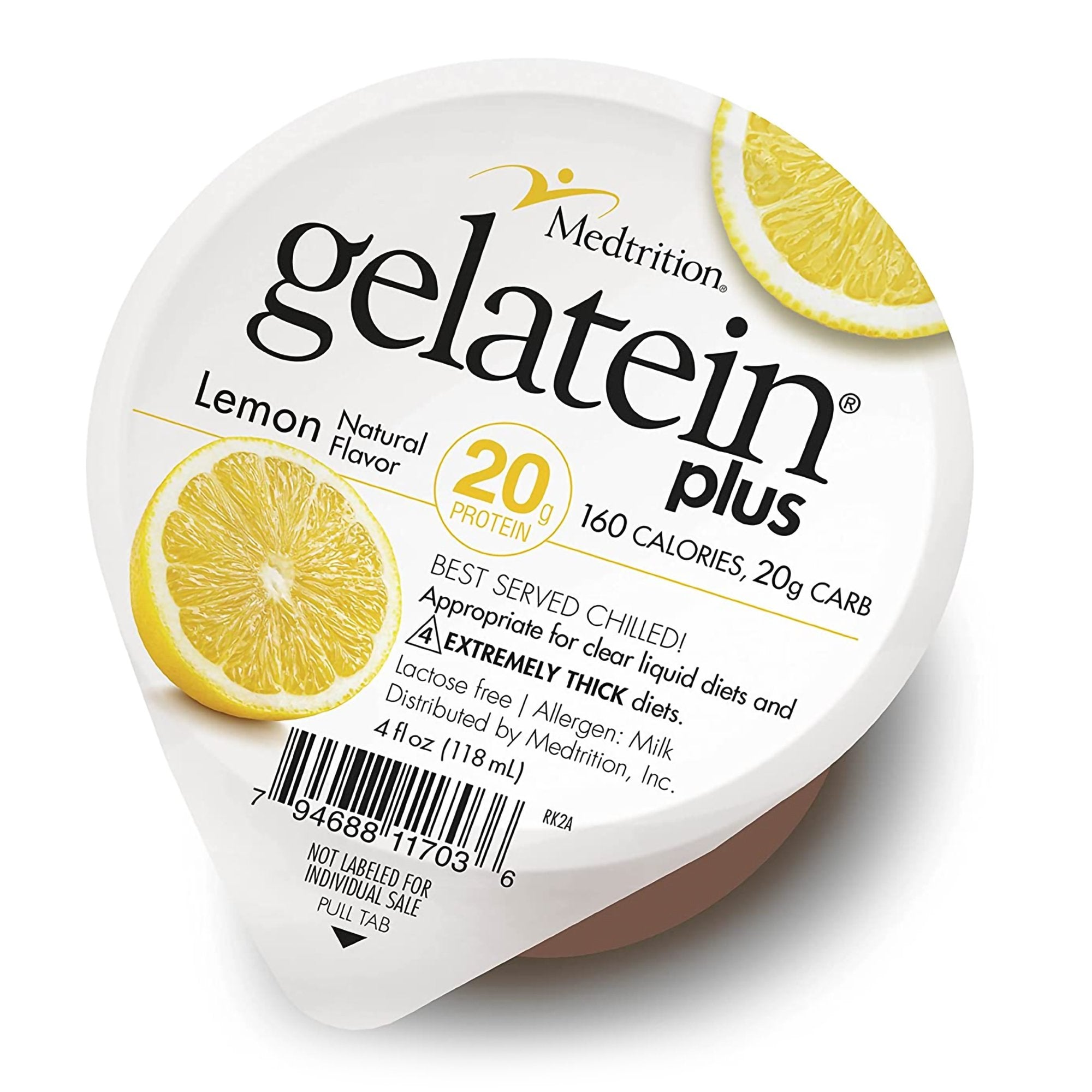Gelatein® Plus Lemon High Protein Gelatin, 4-ounce cup
