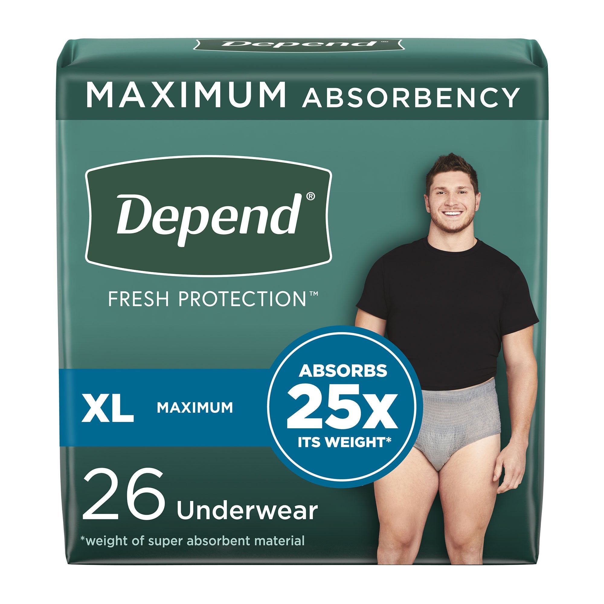 Absorbent Underwear Depend® Fresh Protection Waistband Style Adult X-Large Male Disposable Heavy Absorbency