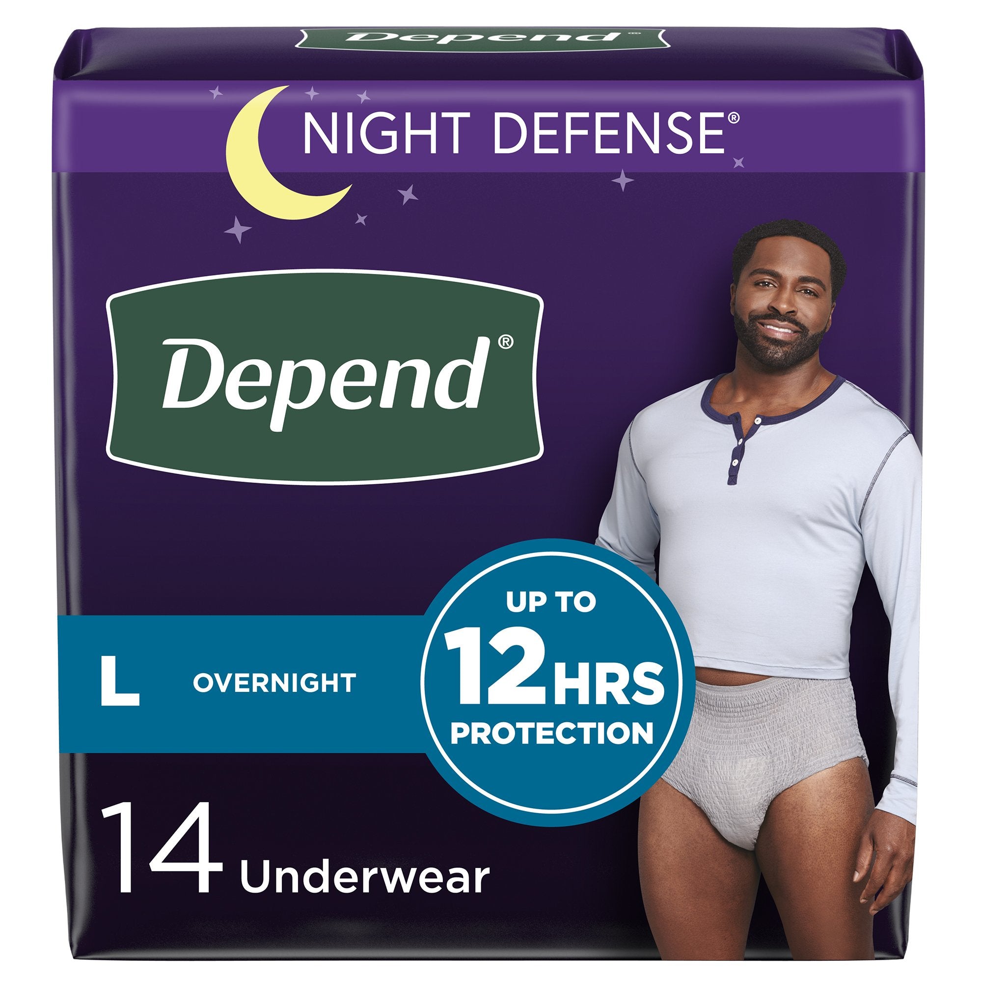 Absorbent Underwear Depend® Night Defense® Pull On with Tear Away Seams Adult Large Male Disposable Heavy Absorbency - image 2
