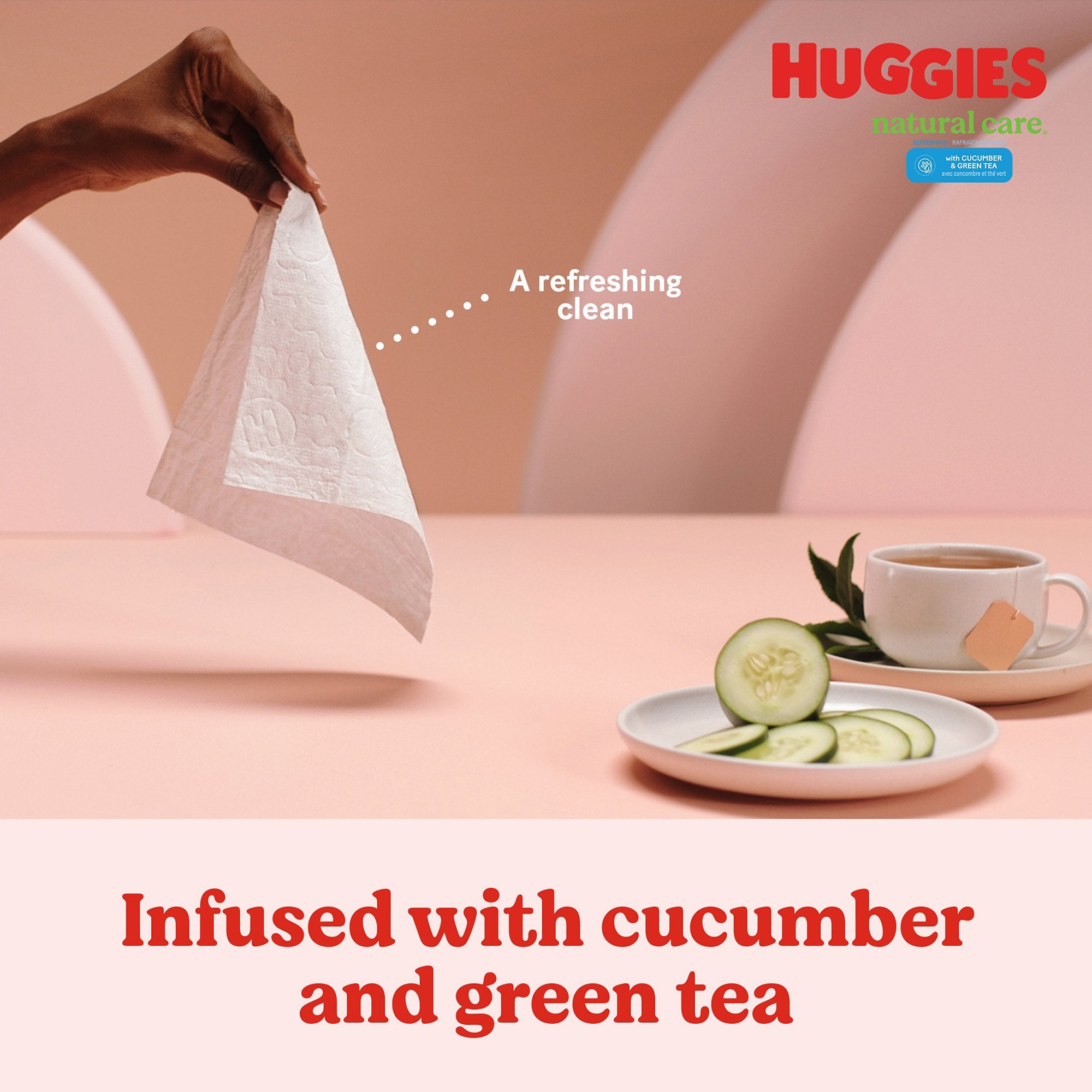 Baby Wipe Huggies® Natural Care™ Refreshing Soft Pack Cucumber / Green Tea Scent 560 Count - image 2