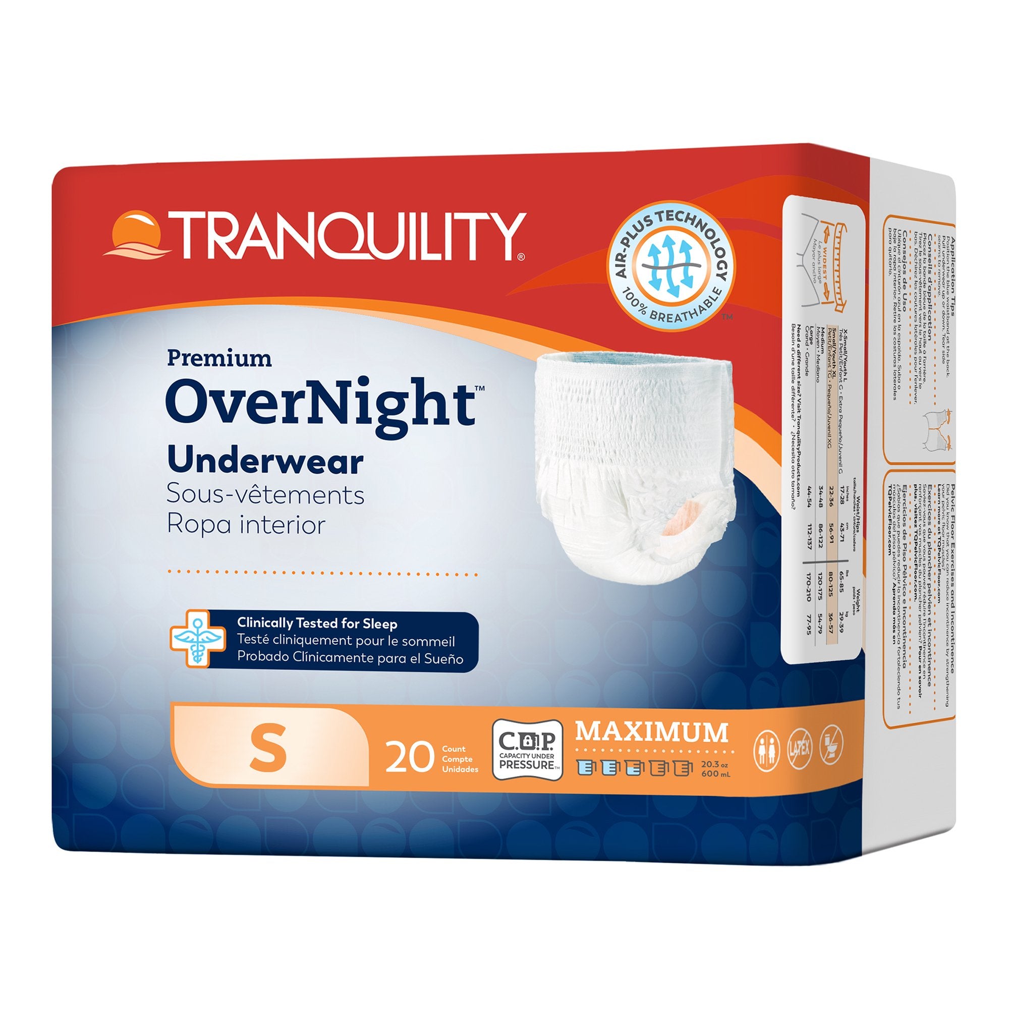 Absorbent Underwear Tranquility® Premium OverNight™ Pull On with Tear Away Seams Adult Small Unisex Disposable Heavy Absorbency