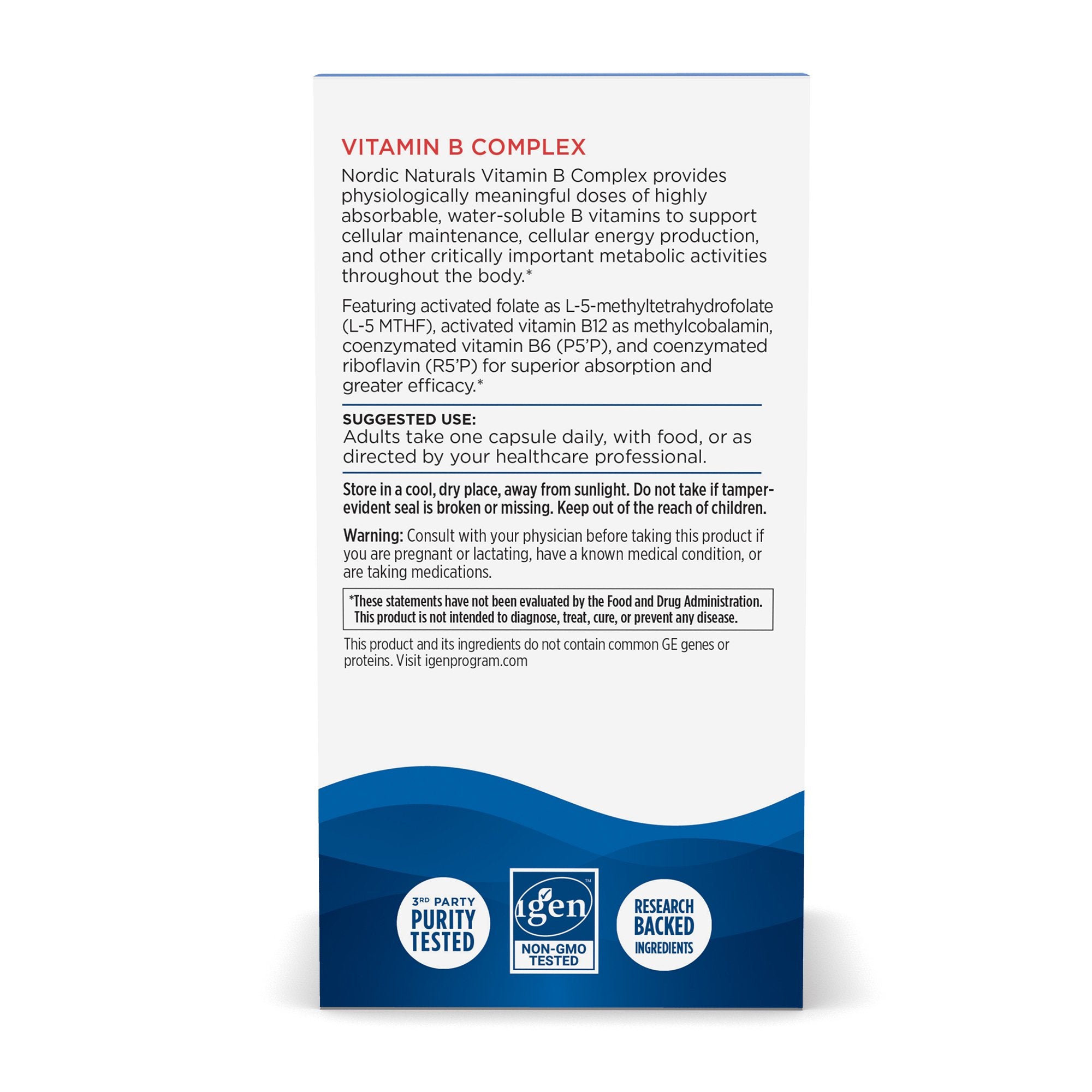 Dietary Supplement Nordic Naturals® Vitamin B Complex Vitamin B1 37 mg Strength Capsule 45 per Bottle - image 8