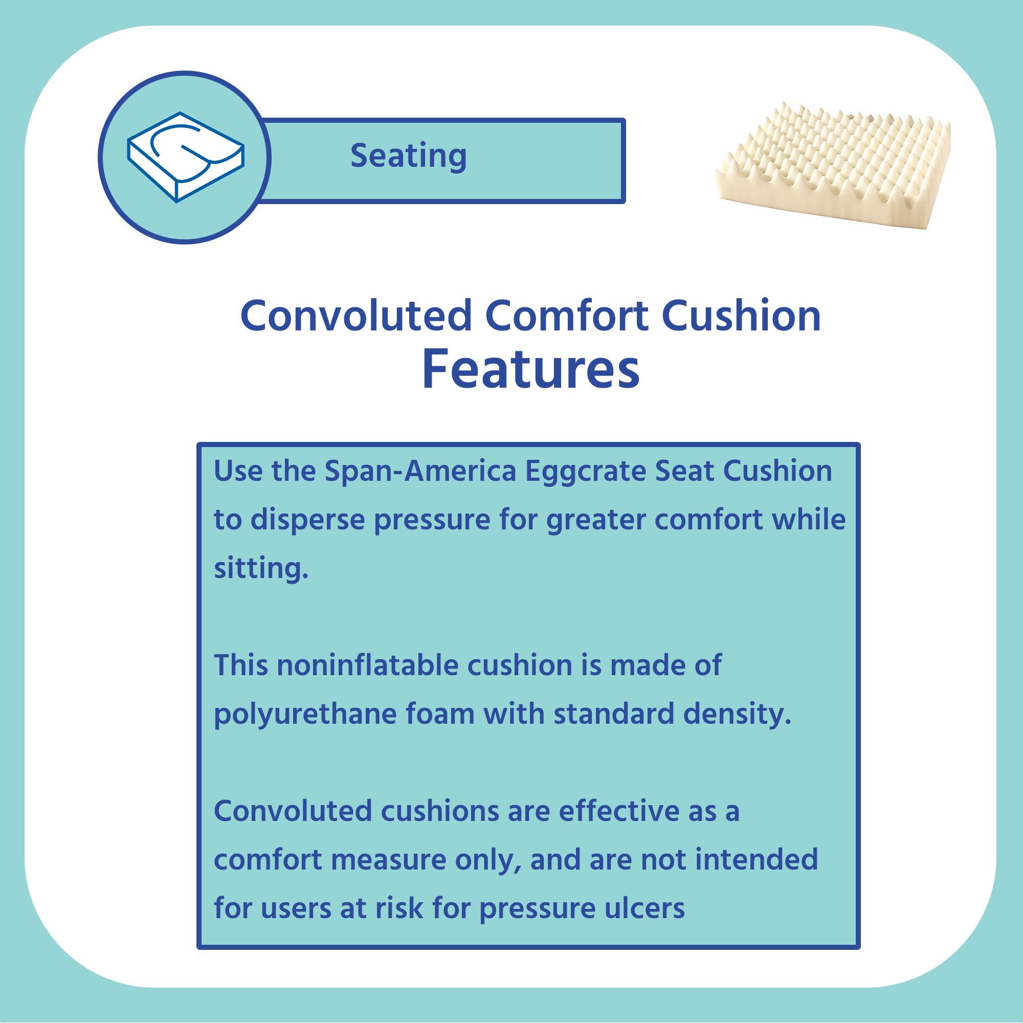 Seat Cushion Span America 16 W X 16 L X 3 D Inch Polyurethane - image 4