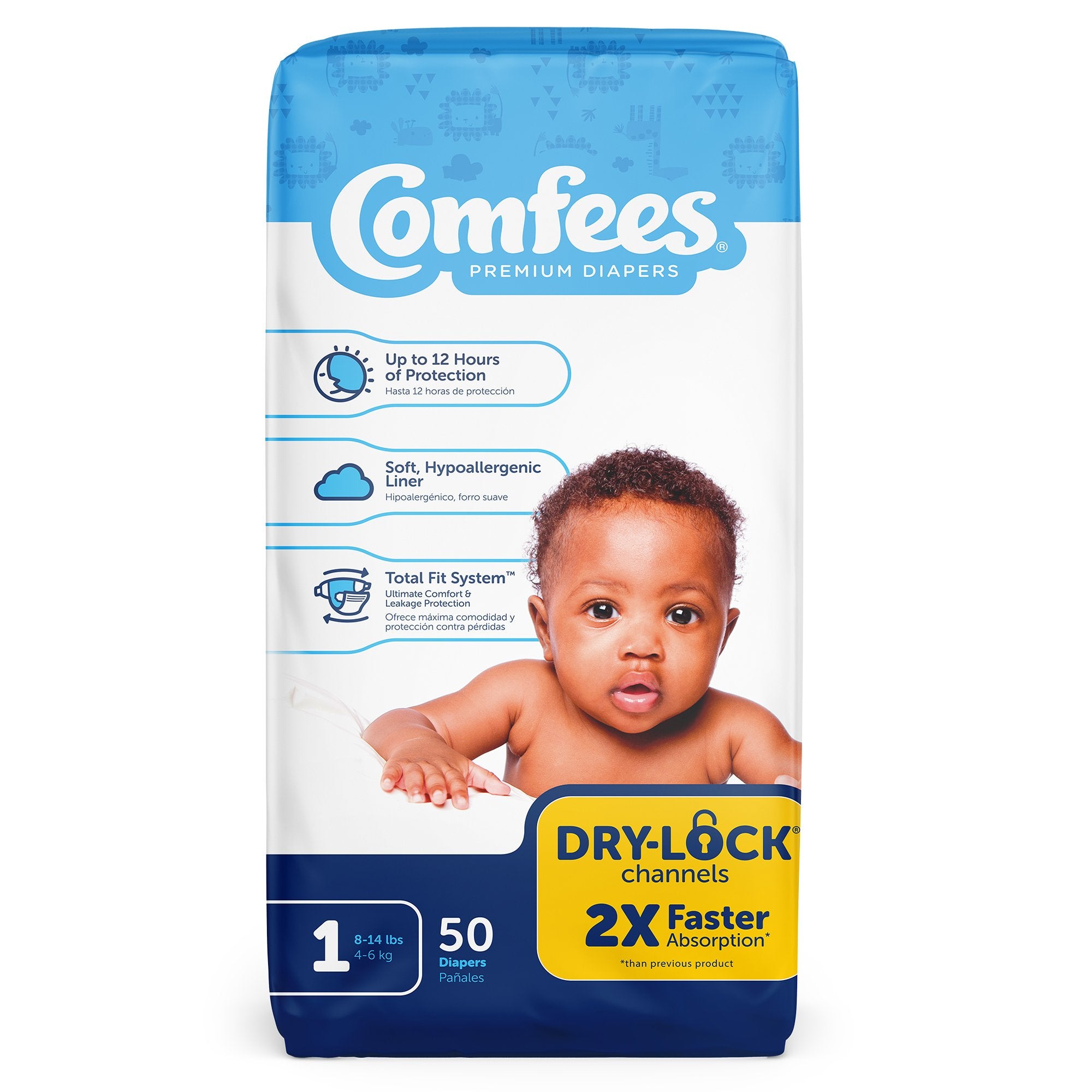 Unisex Baby Diaper Comfees® Size 1 Disposable Moderate Absorbency - image 2