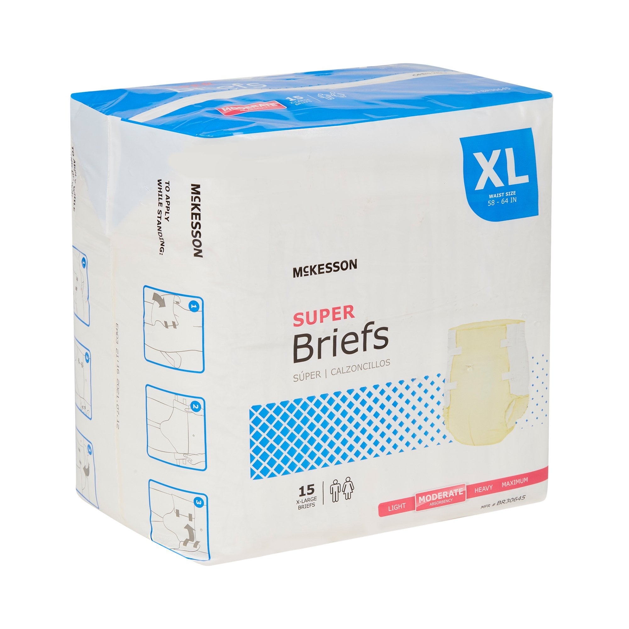 McKesson Super Moderate Absorbency Incontinence Brief, Extra Large (15 Units)
