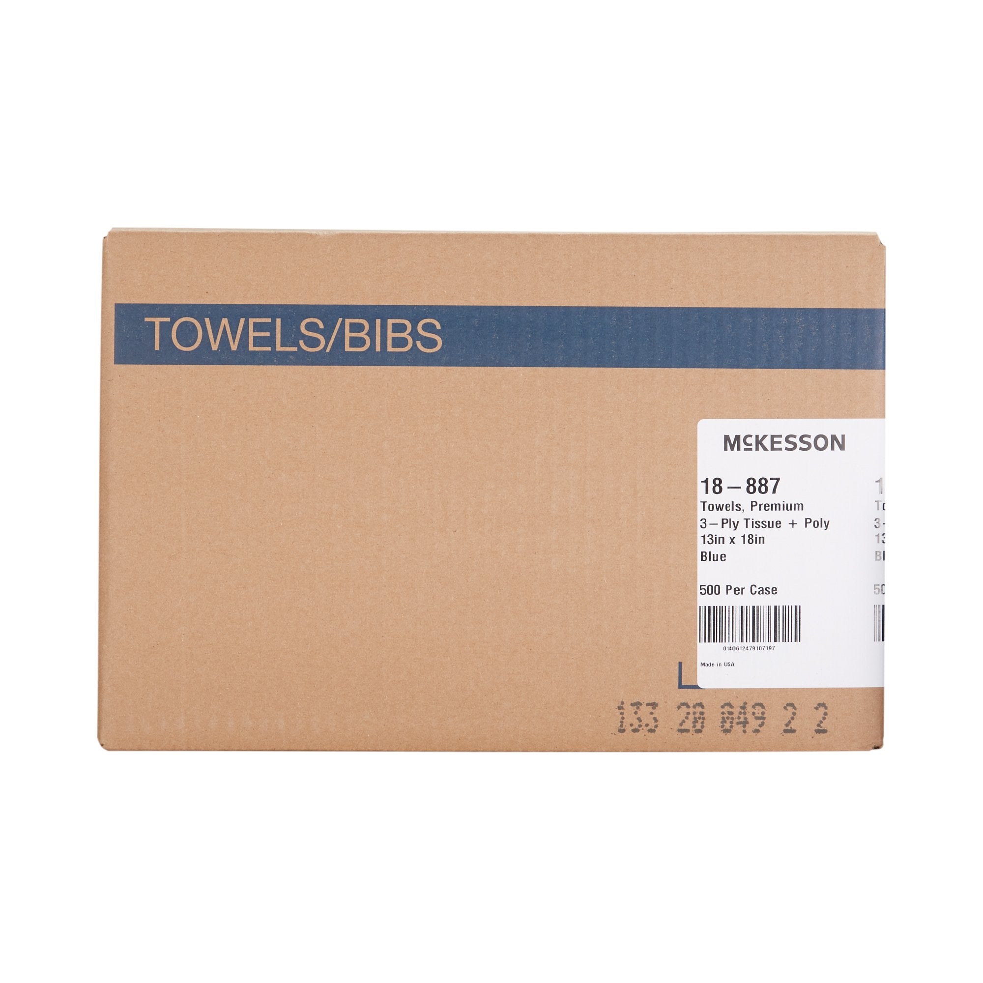 McKesson Premium Nonsterile Blue Procedure Towel, 13 x 18 Inch (500 Units)