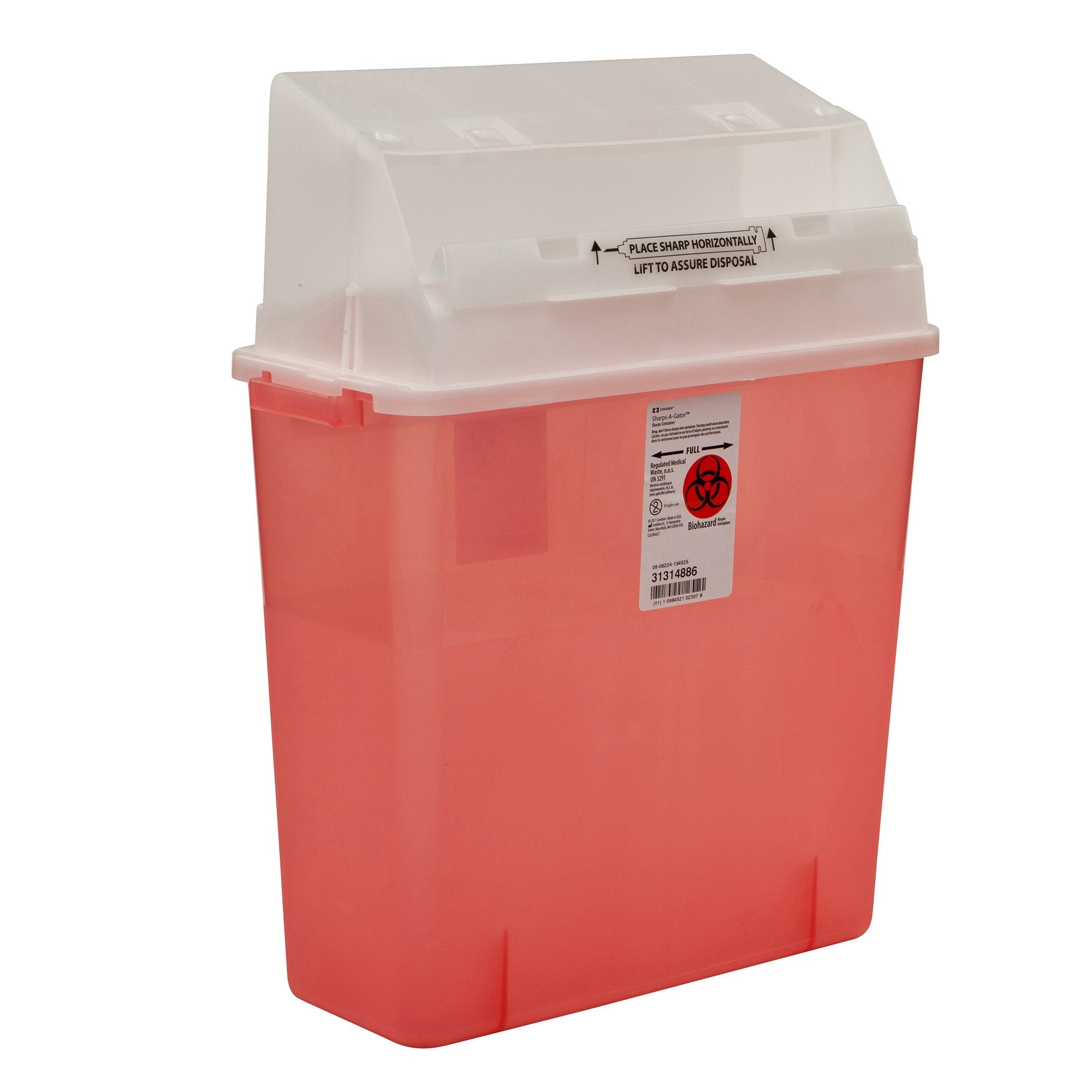 Sharps-A-Gator™ Multi-purpose Sharps Container, 3 Gallon, 20½ x 14 x 6 Inch (1 Unit)