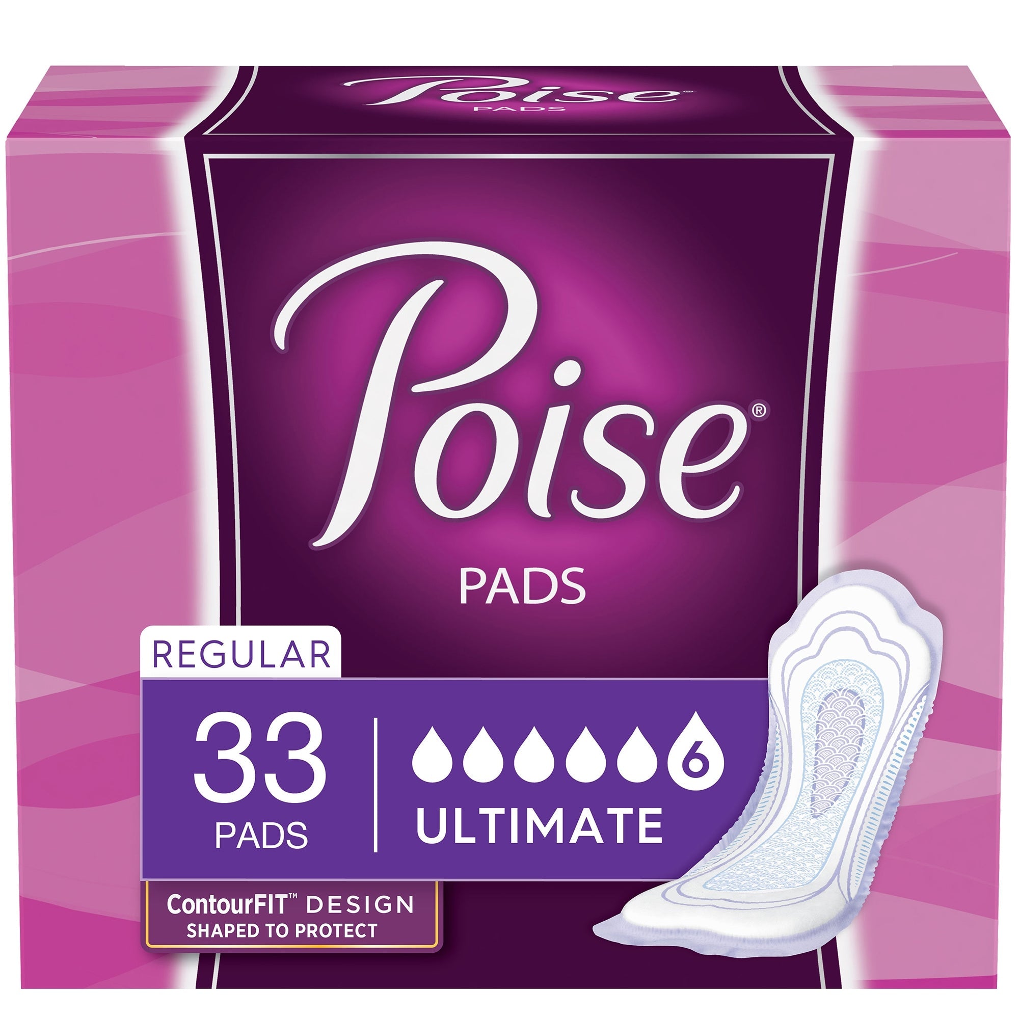 Poise Bladder Control Pads, Heavy Absorbency, Comfort Fit - 33 Pack