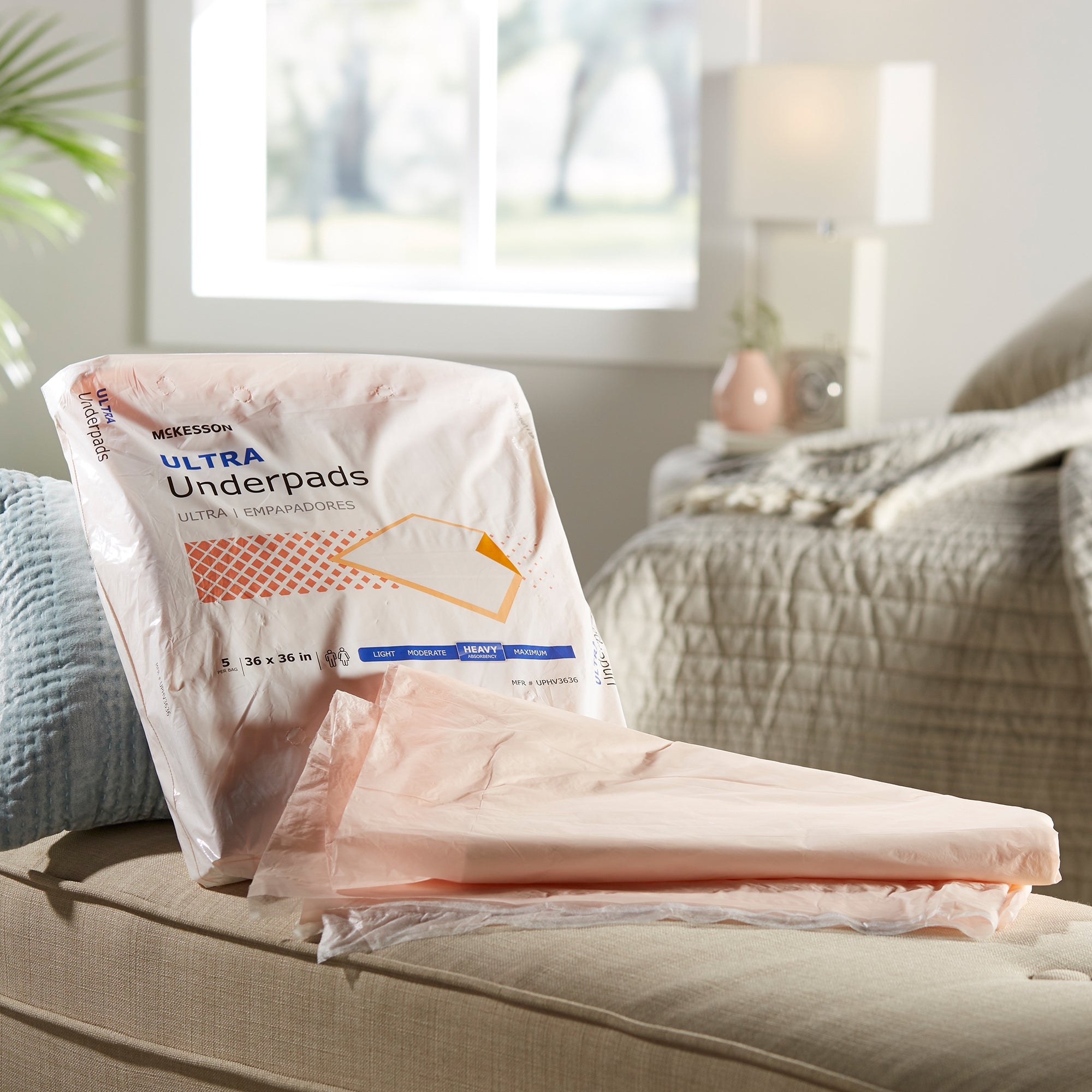 McKesson Ultra Heavy Absorbency Underpads, 36x36, 5-Pack