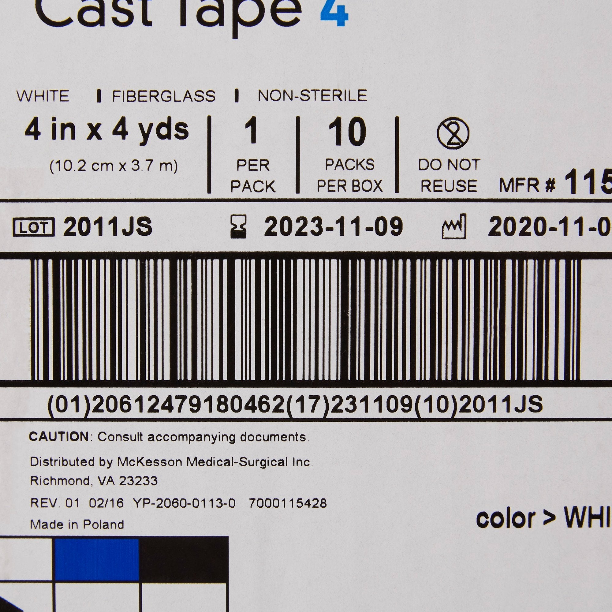 McKesson White Cast Tape, 4 Inch x 4 Yard (10 Units)