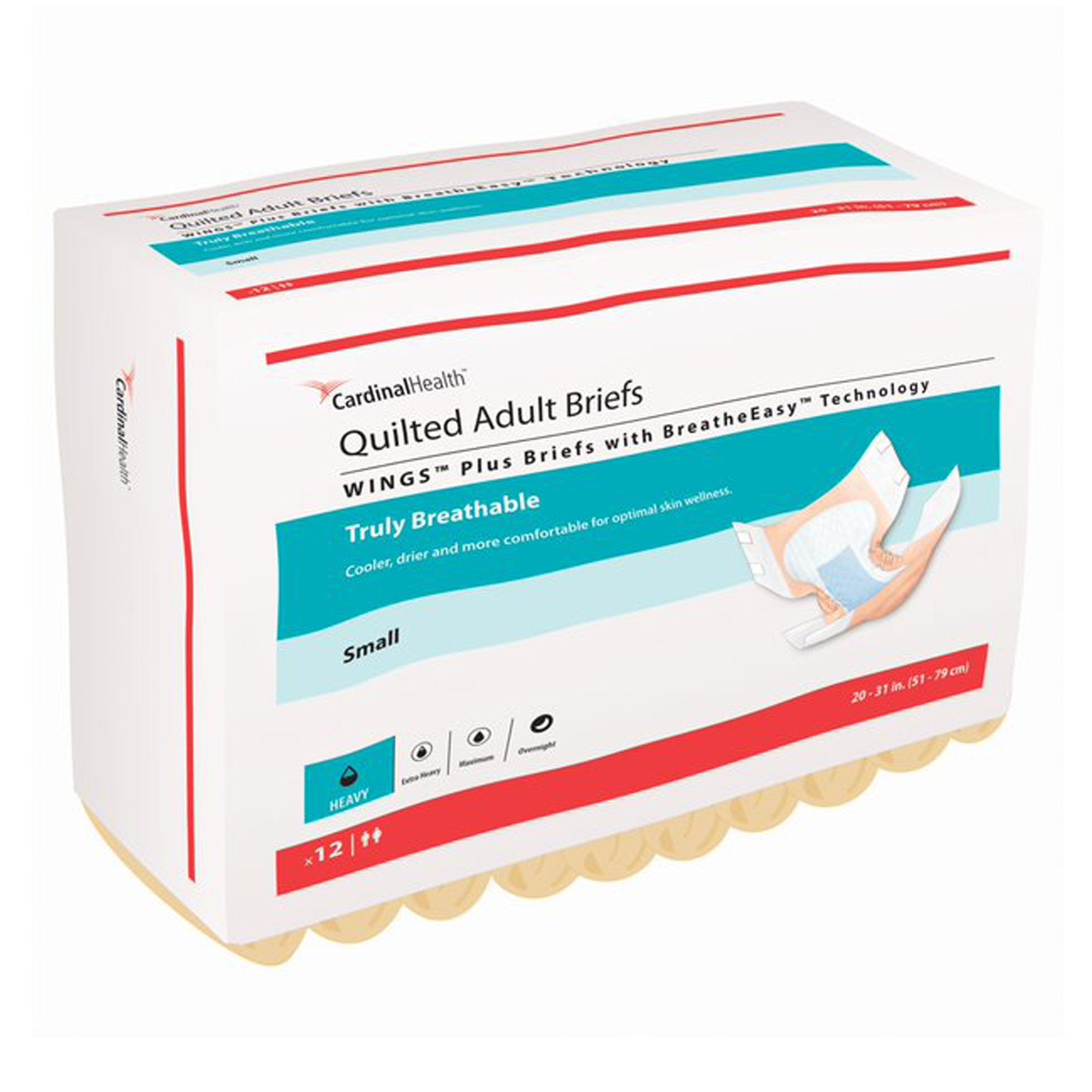 Wings™ Quilted Plus with BreatheEasy™ Technology Incontinence Brief, Small (12 Units)