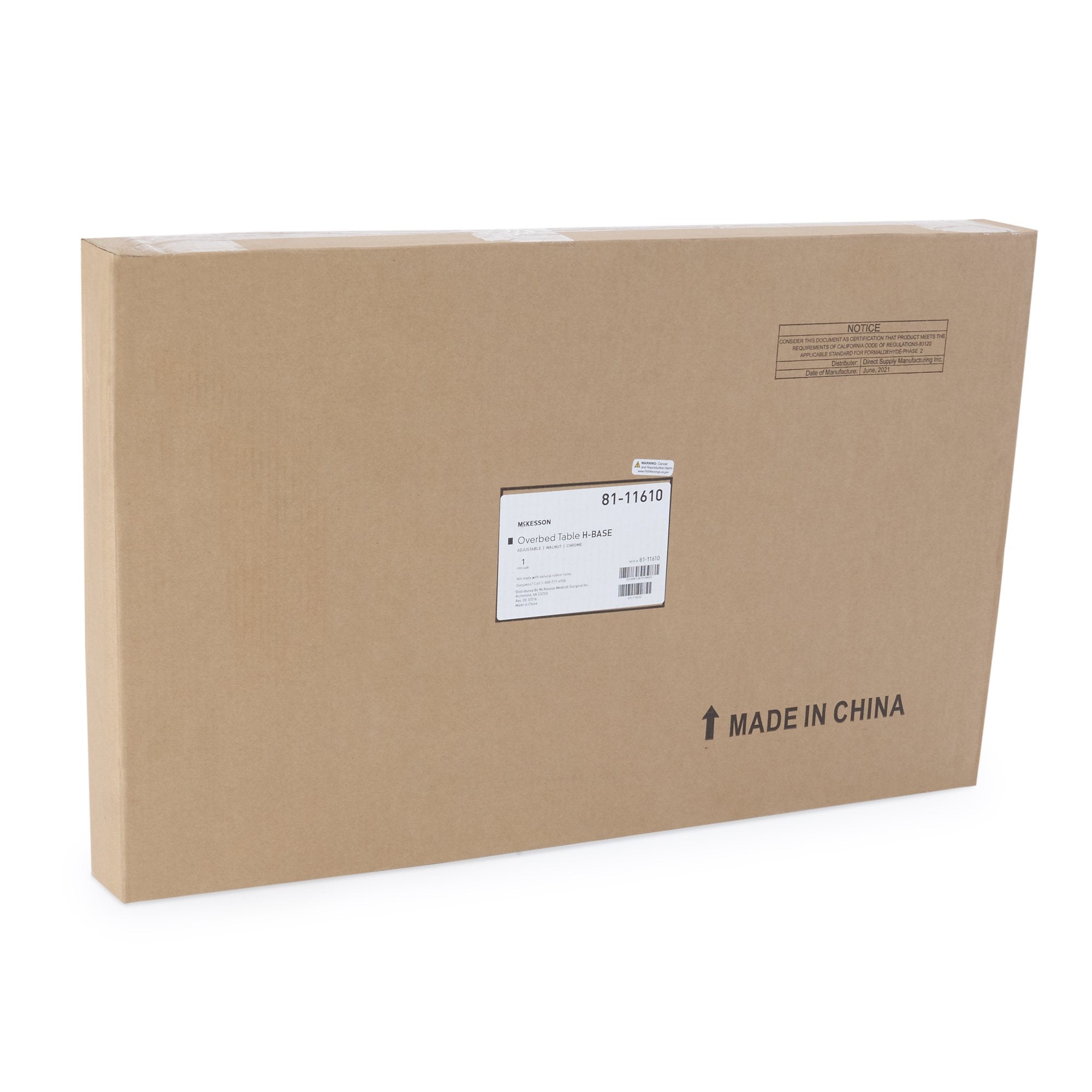 McKesson Overbed Table, Non-Tilt, Spring-Assisted Lift, 28-1/4" to 43-1/4" Height Range (1 Unit)