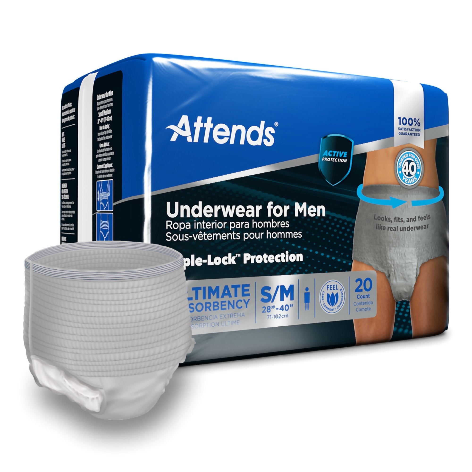 Attends® Discreet Men's Underwear, Level 5, Small / Medium (20 Units)