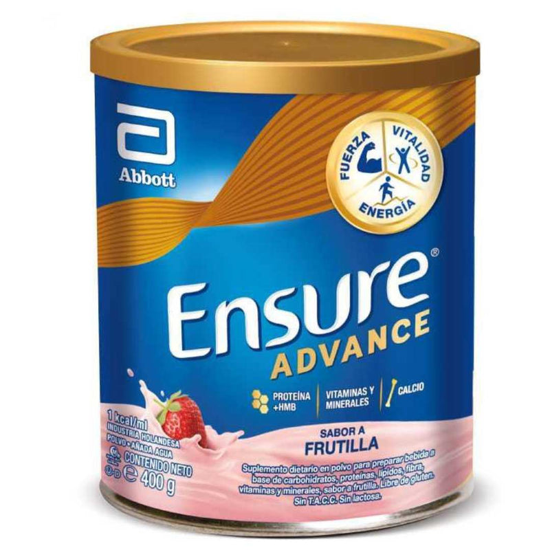 Ensure Advance Strawberry Dietary Supplement (400Gr/14.10) with 8.6g Protein, 1.5g CaHMB, 28 Vitamins & Minerals