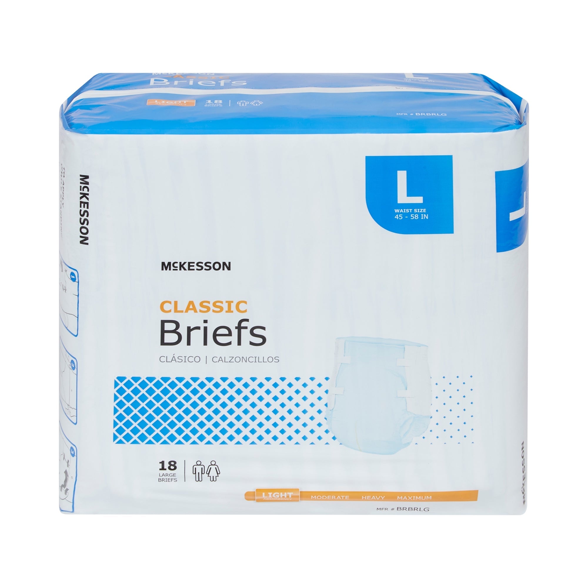 McKesson Classic Large Incontinence Briefs - Light Absorbency (18-Pack)