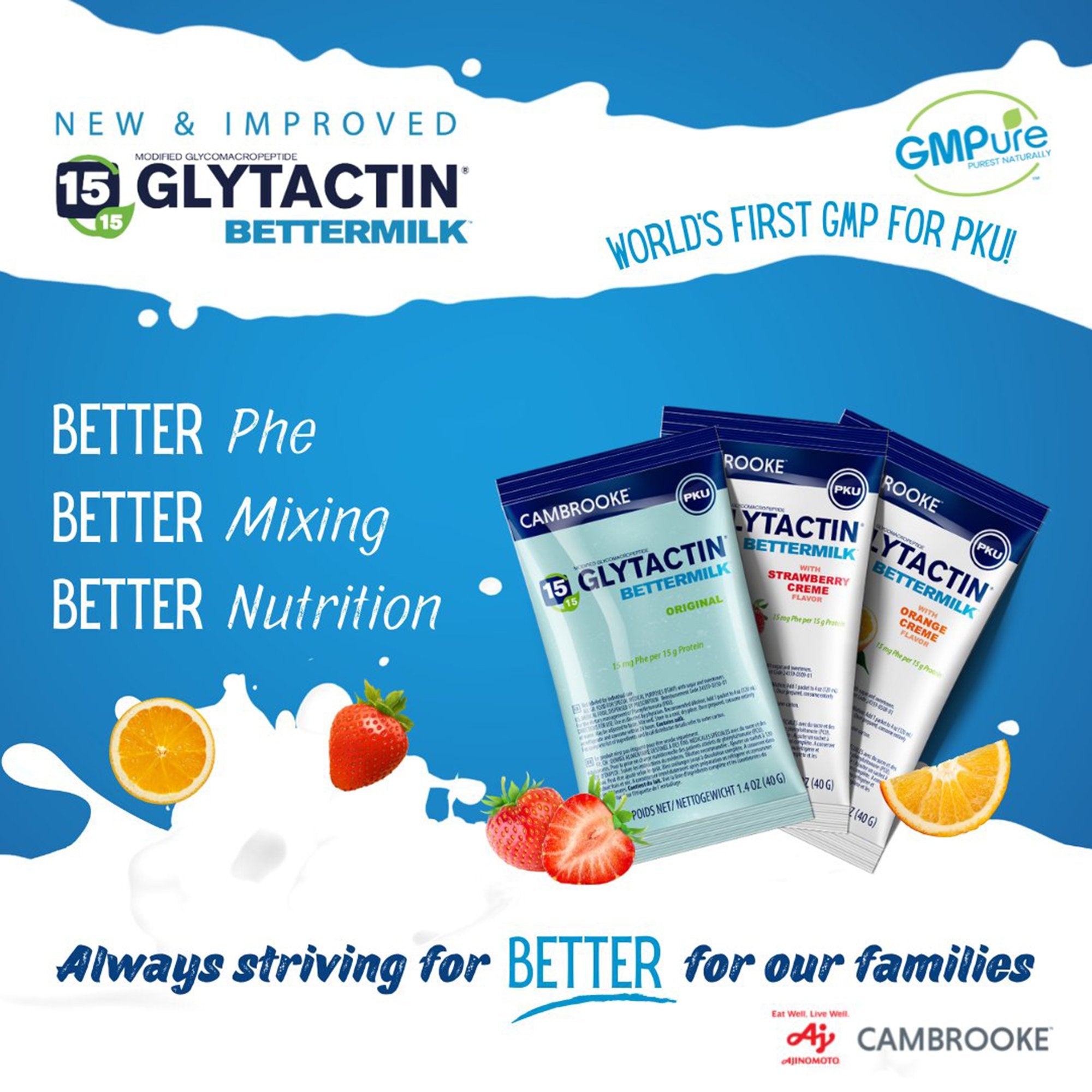 Oral Supplement Glytactin® BetterMilk Strawberry Crème Flavor Powder 1.4 oz. Individual Packet - image 2