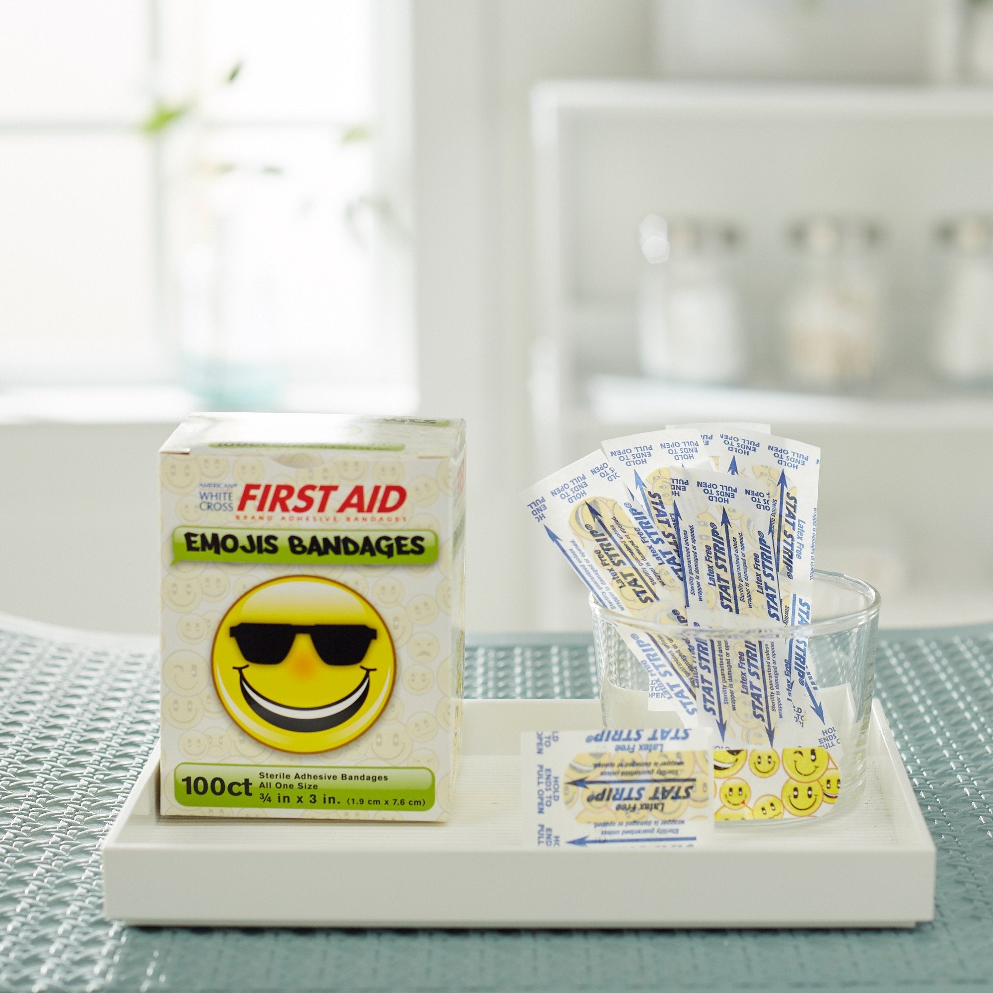 American® White Cross First Aid Emojis Kid Design Adhesive Strip, ¾ x 3 Inch (1 Unit)