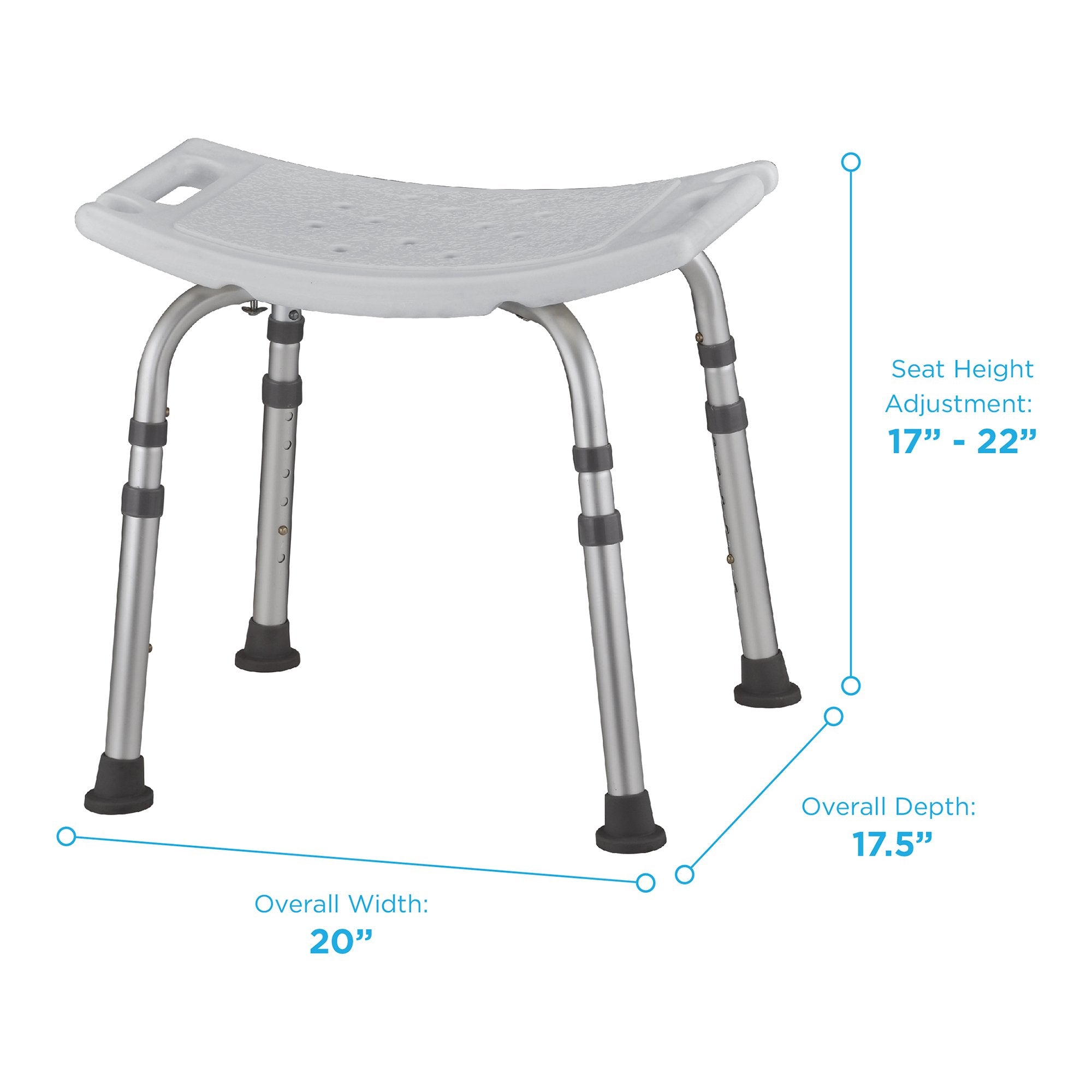 Shower Chair Nova Without Arms Aluminum Frame Without Backrest 20 Inch Seat Width 300 lbs. Weight Capacity - image 2