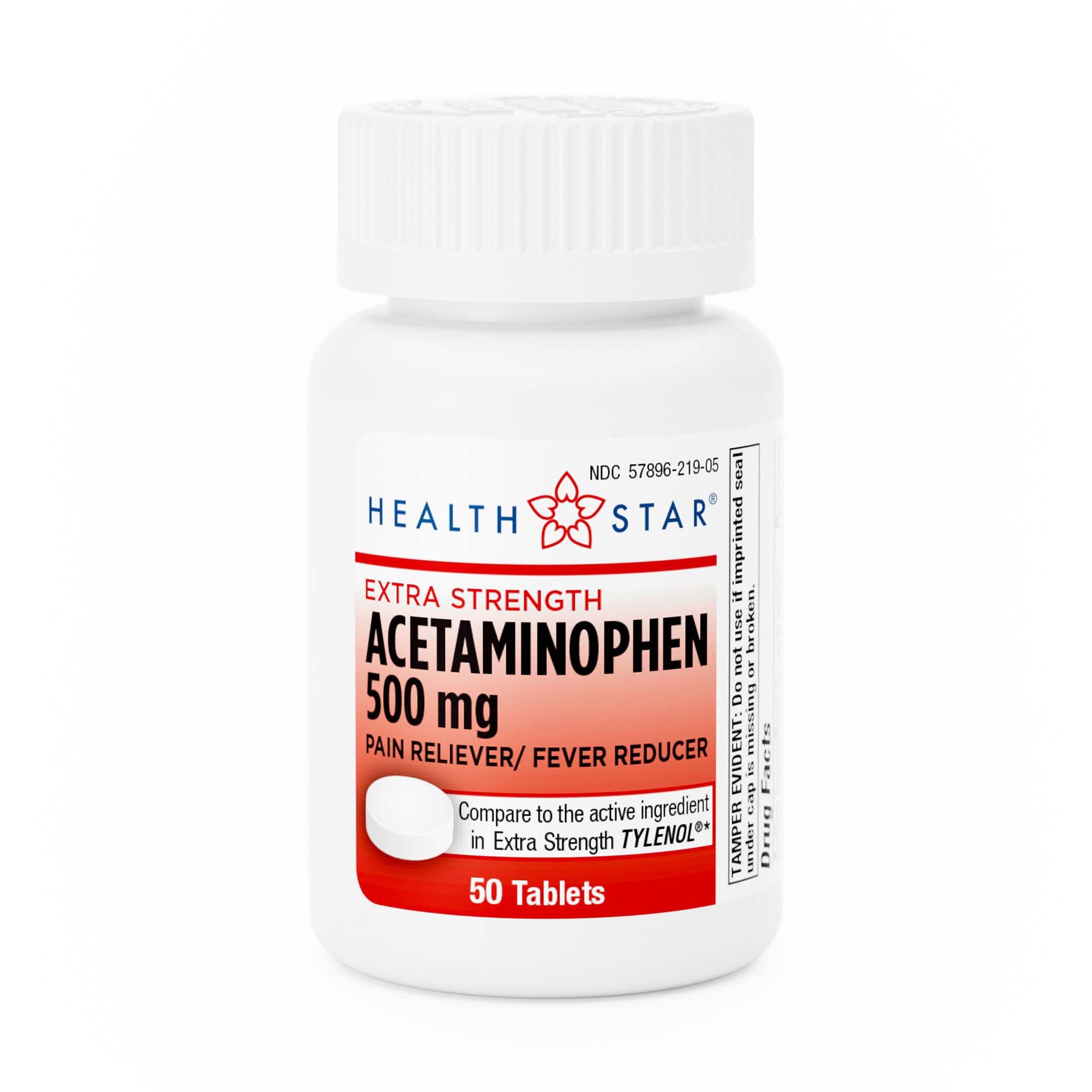 Pain Relief 500 mg Strength Acetaminophen Tablet 50 per Bottle