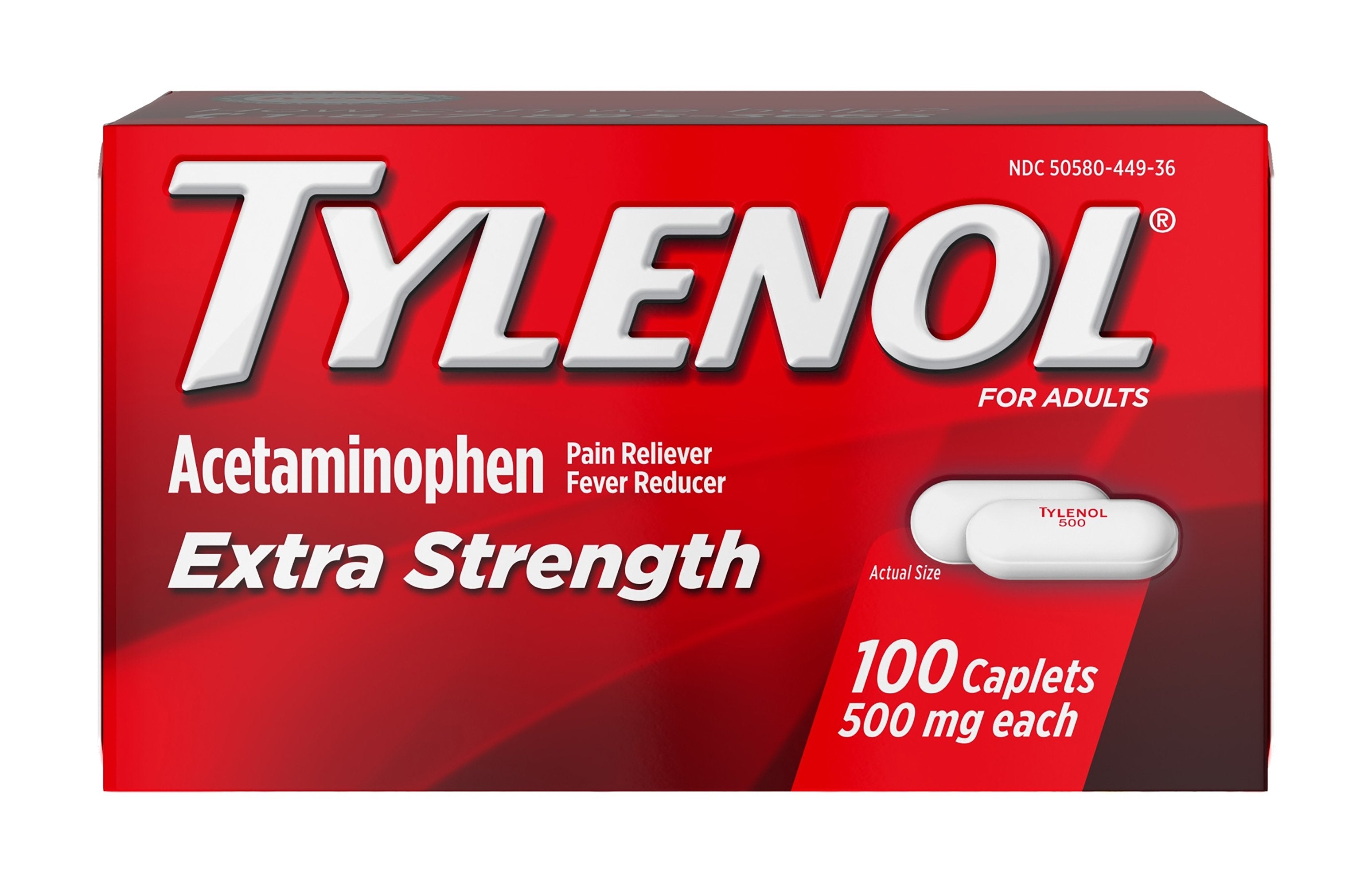 Pain Relief Tylenol® 500 mg Strength Acetaminophen Caplet 100 per Box - image 3