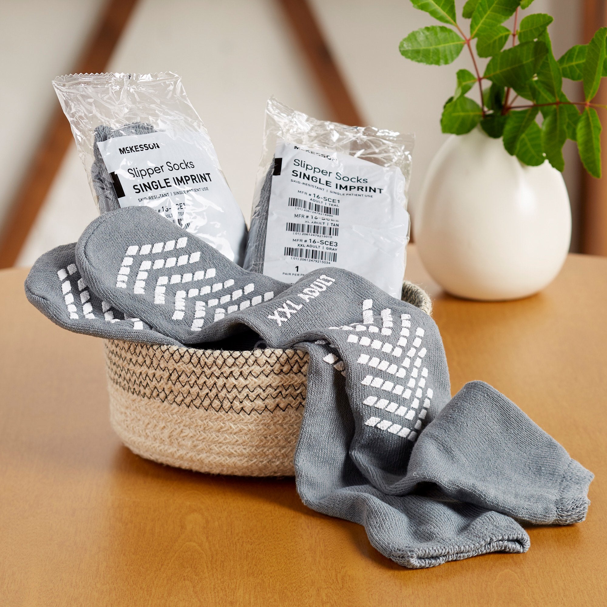 Slipper Socks McKesson Unisex Adult 2X-Large Single Tread Single Patient Use Gray - image 7