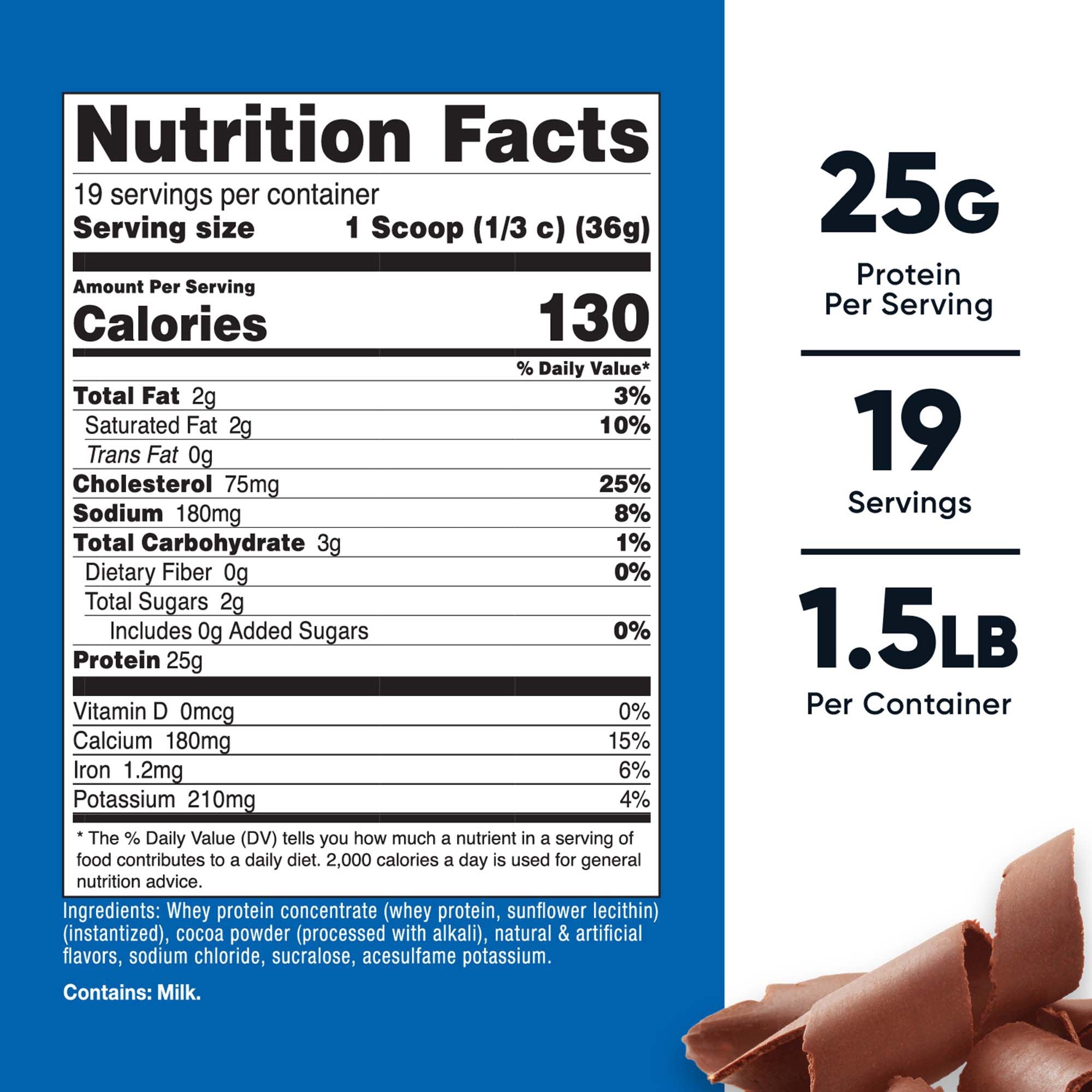 Oral Supplement Nutricost Whey Protein Concentrate Chocolate Flavor Powder 1-1/2 lbs. Canister - image 5